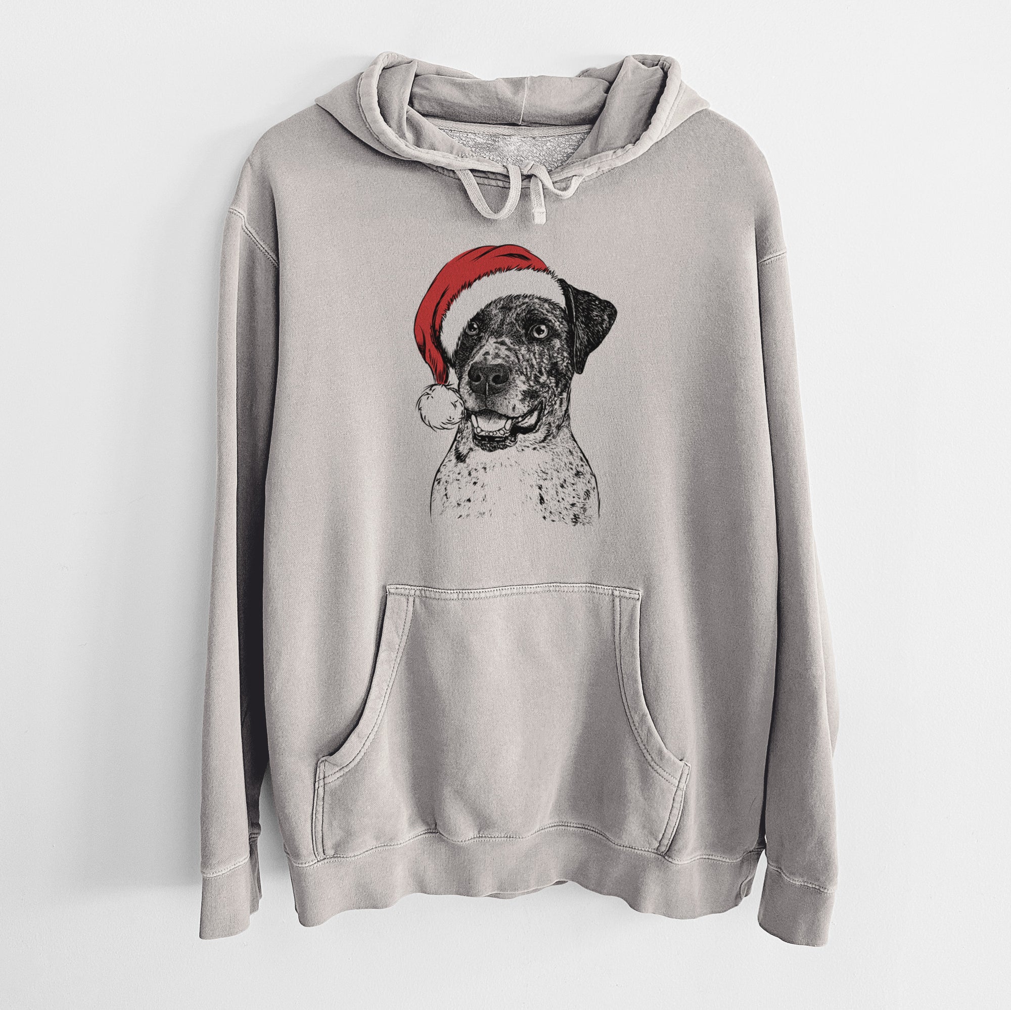 Santa Hat Argos the Catahoula - Unisex Pigment Dyed Hoodie