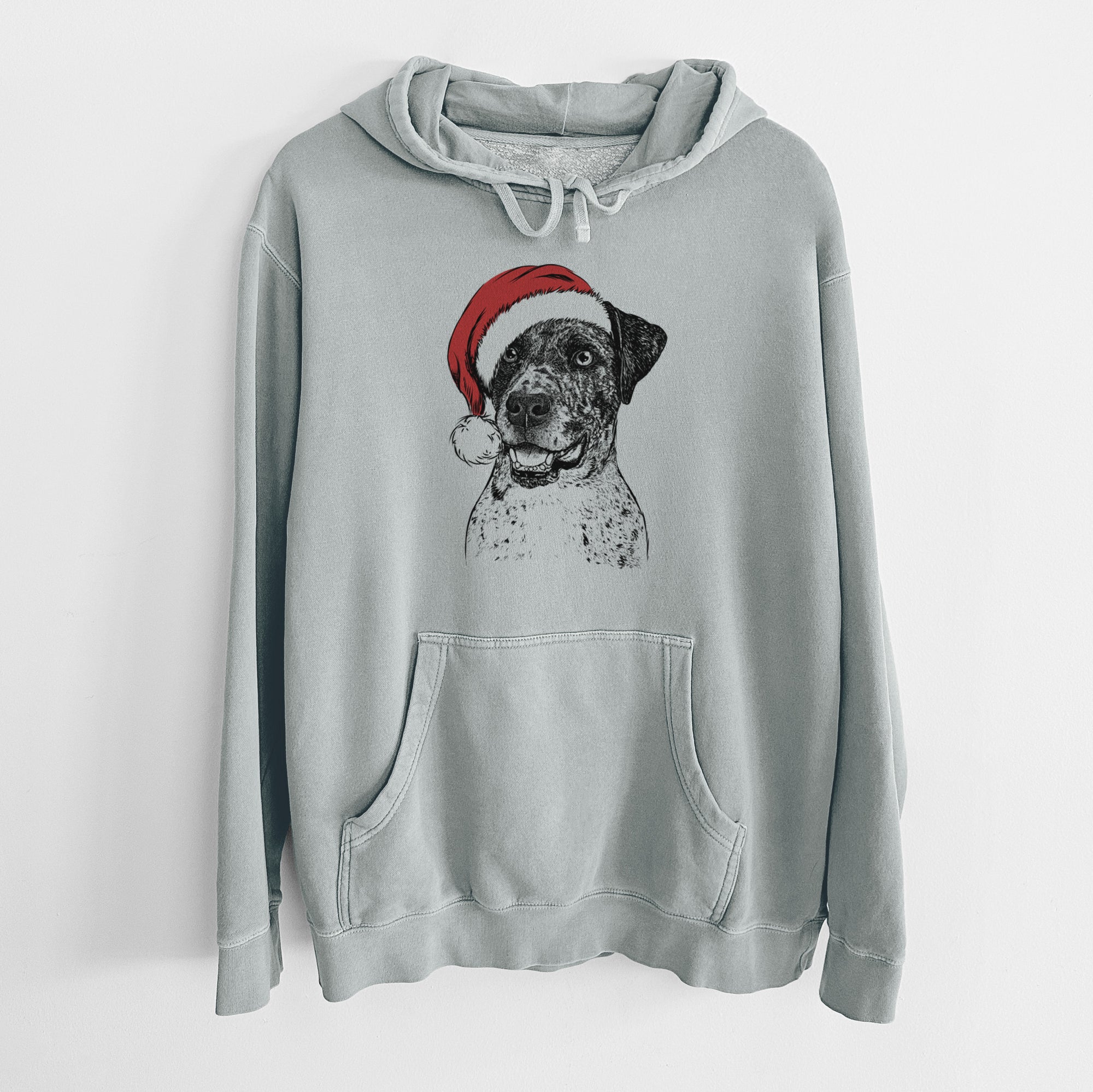 Santa Hat Argos the Catahoula - Unisex Pigment Dyed Hoodie