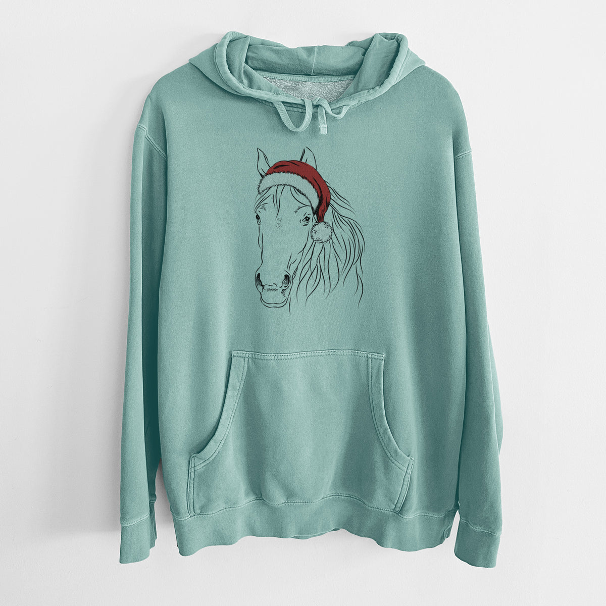 Santa Hat Aria the Horse - Unisex Pigment Dyed Hoodie