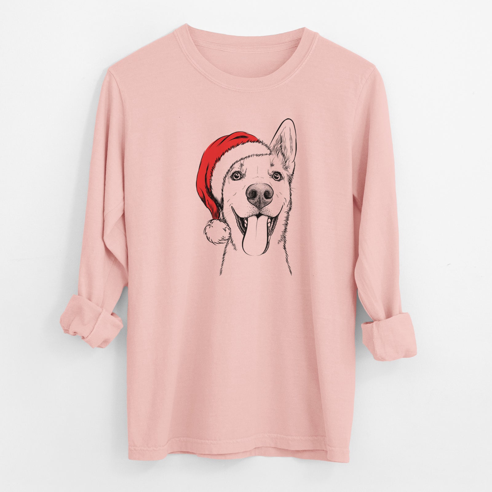 Santa Arlo the Husky Shepherd Mix - Men's Heavyweight 100% Cotton Long Sleeve