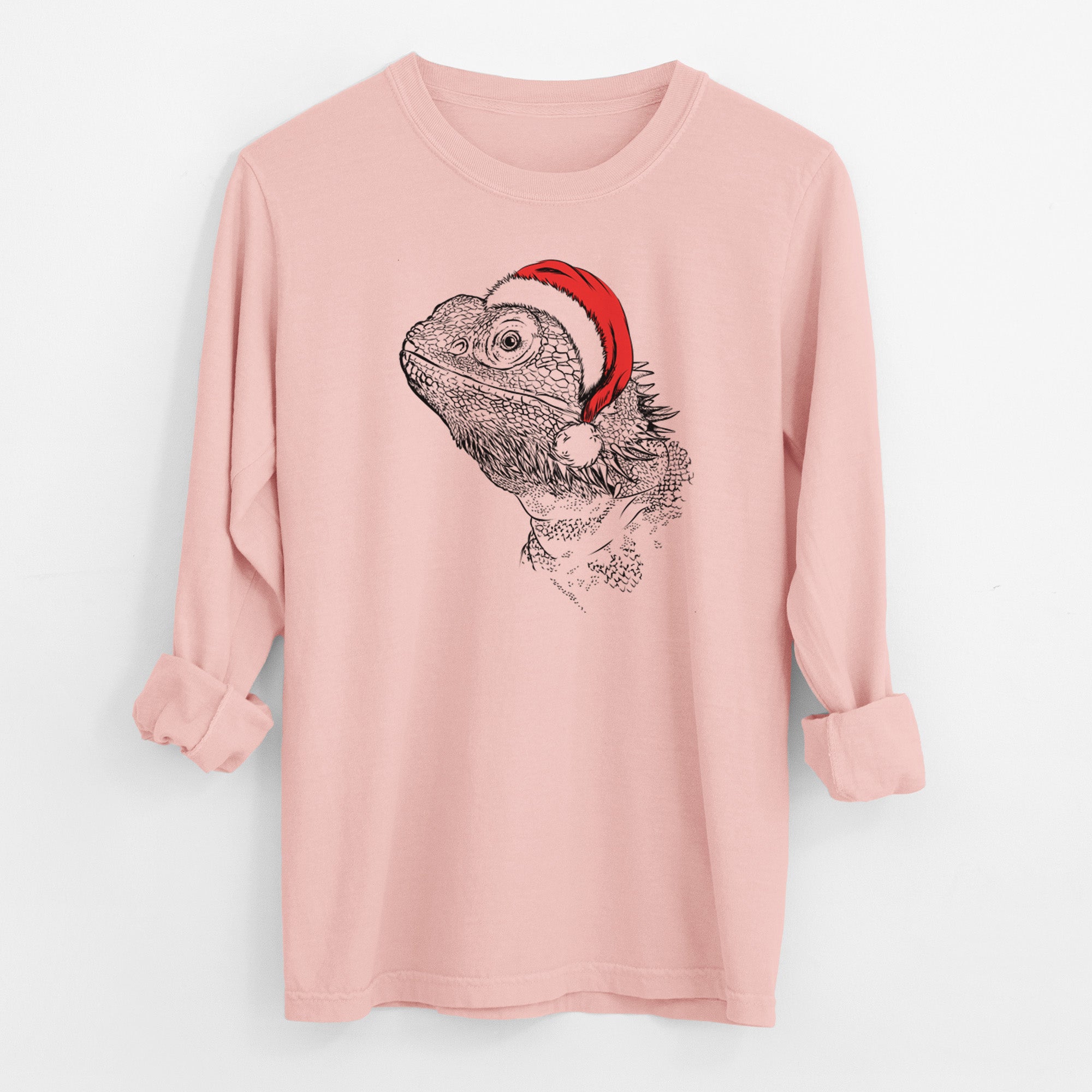 Santa Ash the Bearded Dragon - Men's Heavyweight 100% Cotton Long Sleeve