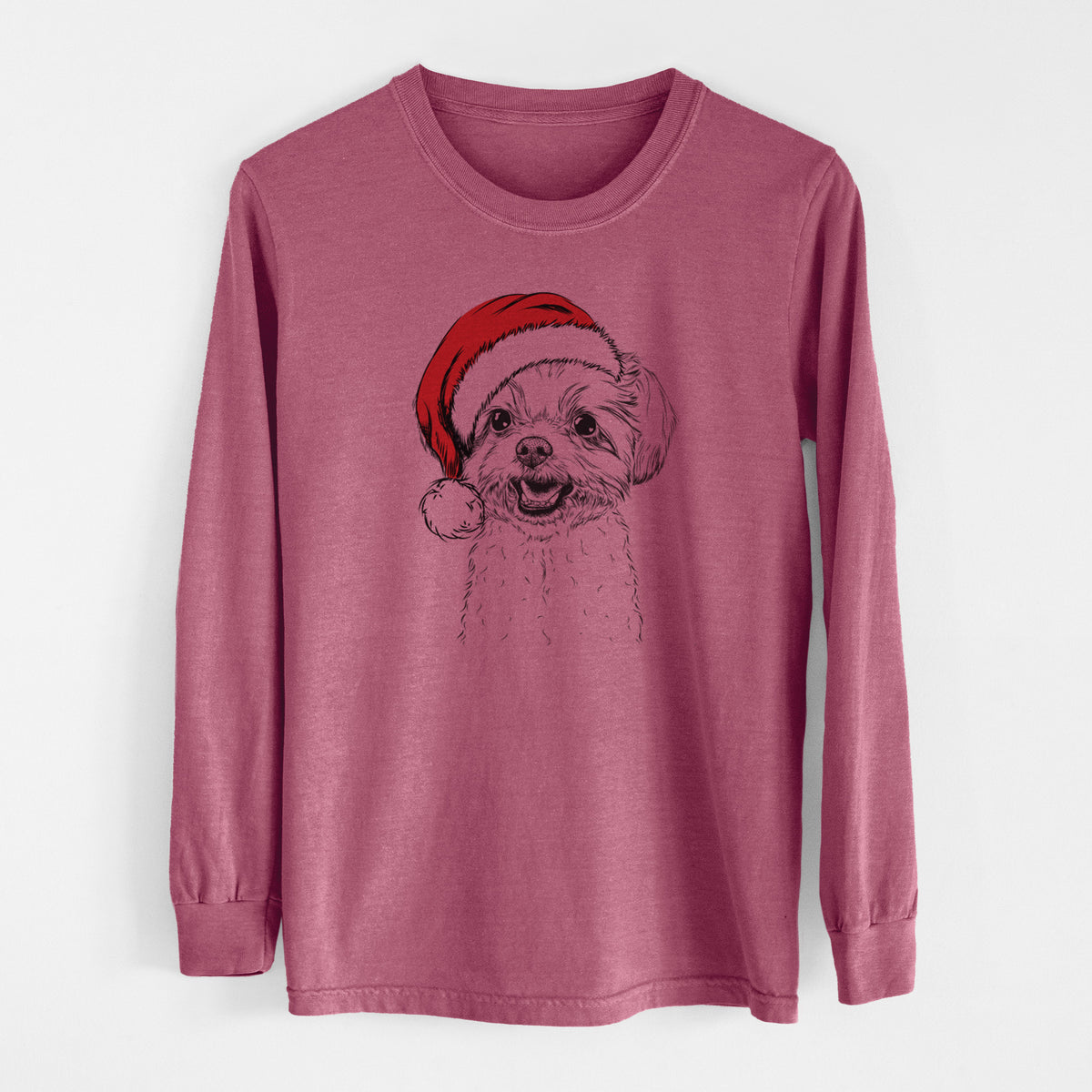 Santa Aspen the Morkie - Men's Heavyweight 100% Cotton Long Sleeve