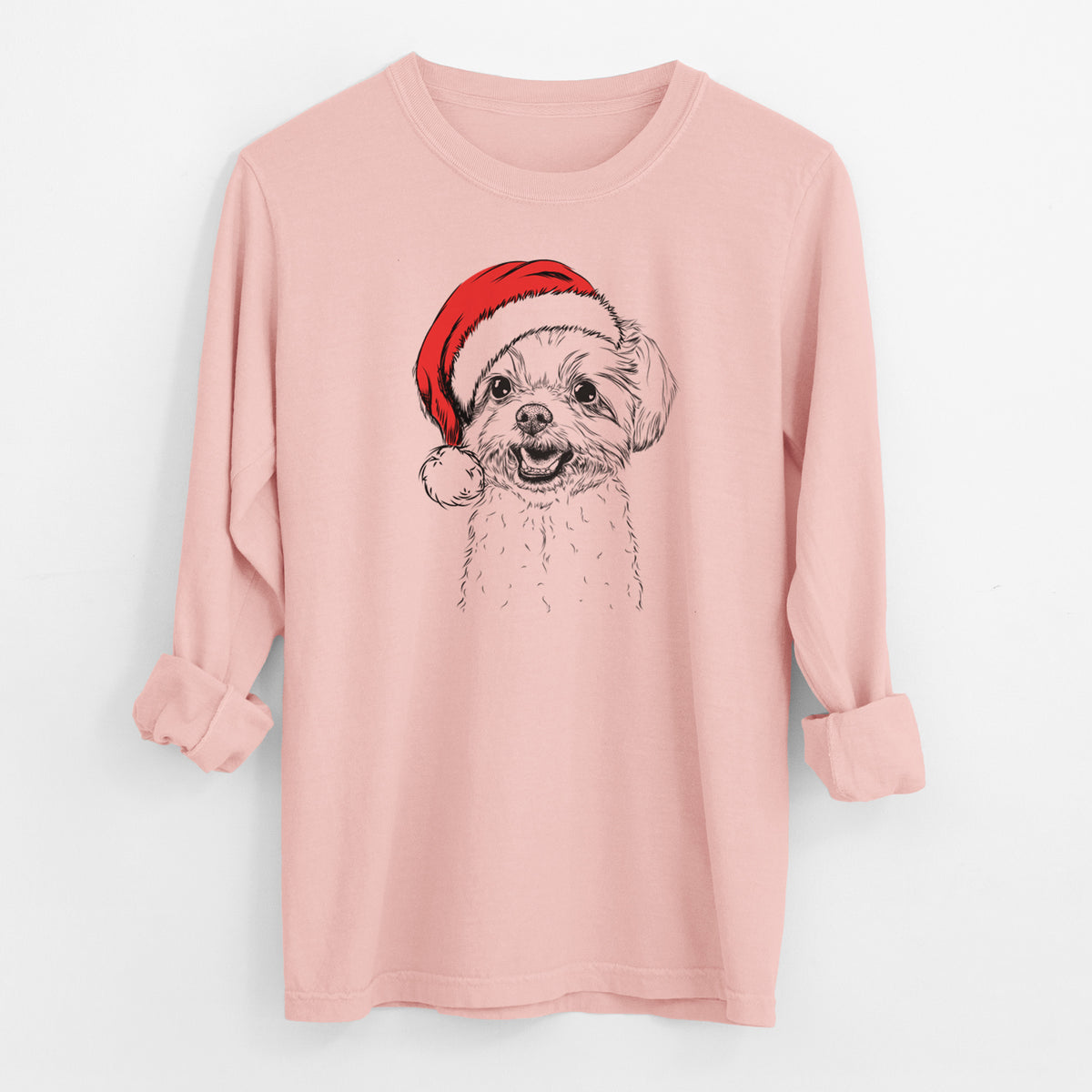 Santa Aspen the Morkie - Men's Heavyweight 100% Cotton Long Sleeve