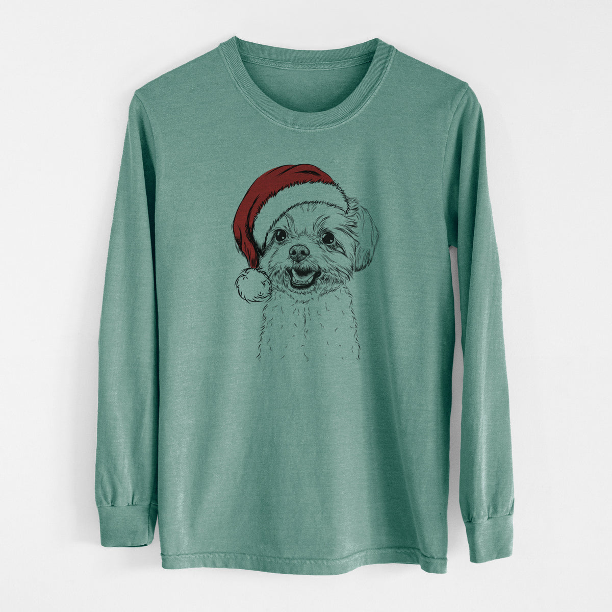 Santa Aspen the Morkie - Men's Heavyweight 100% Cotton Long Sleeve