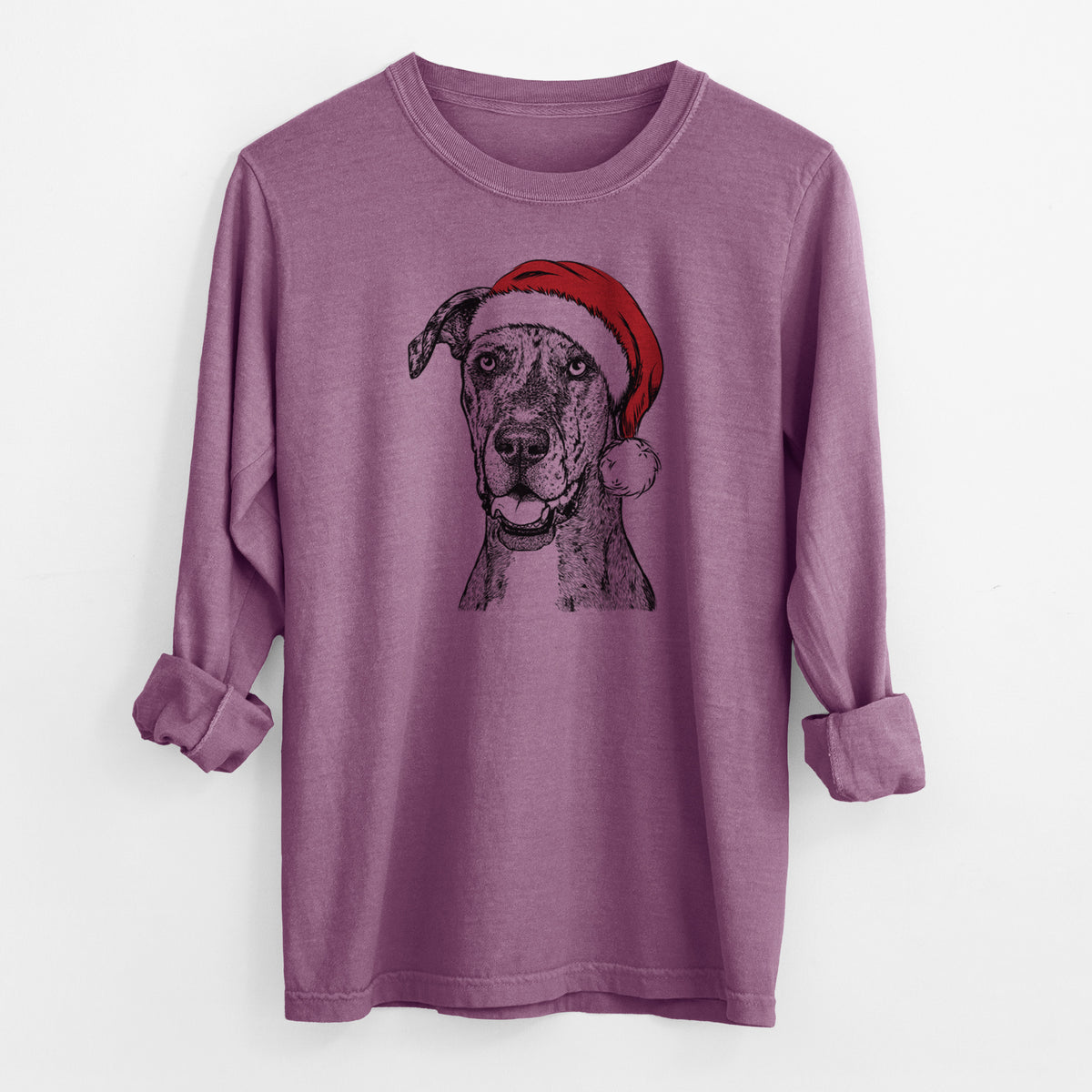 Santa Athena the Merle Great Dane - Men's Heavyweight 100% Cotton Long Sleeve