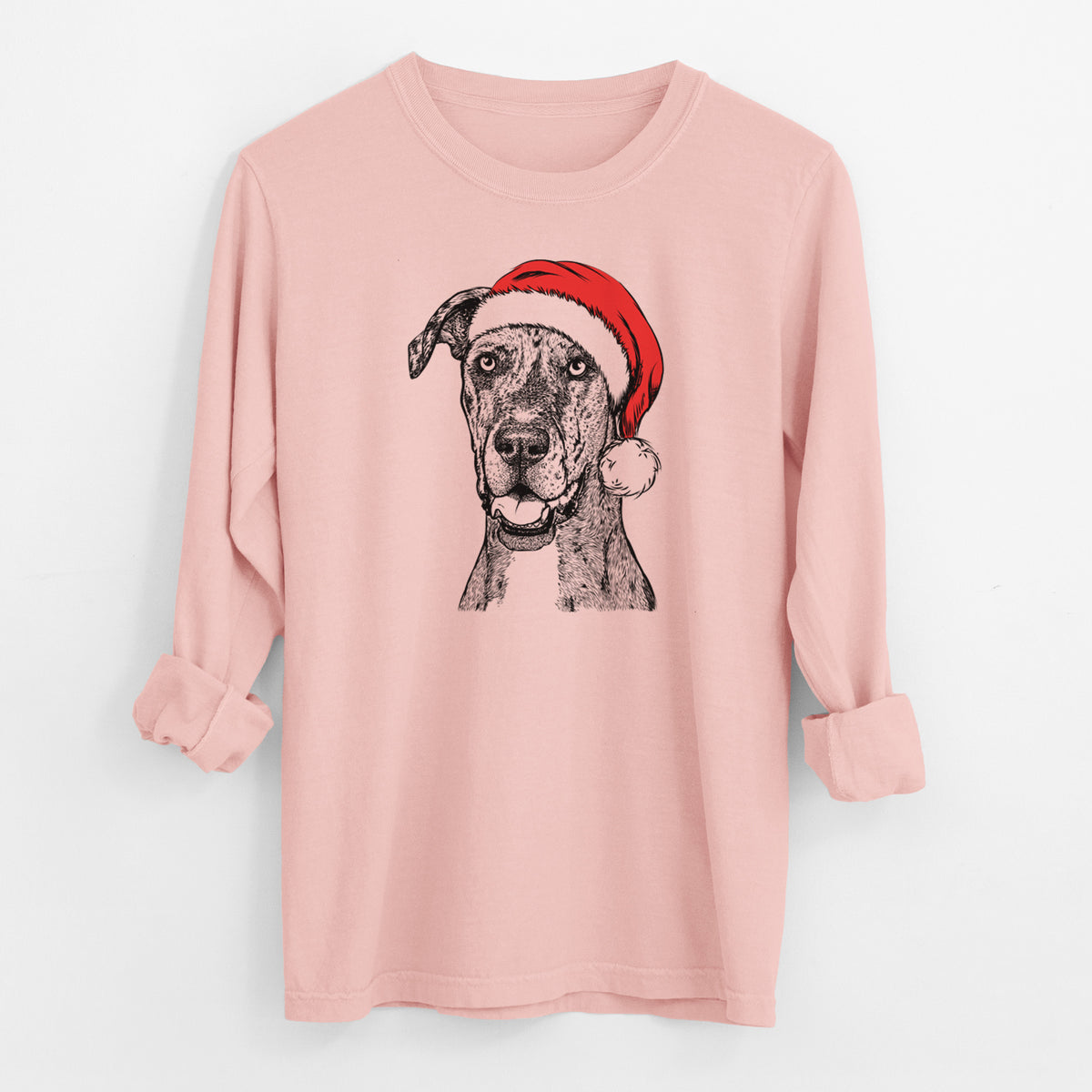 Santa Athena the Merle Great Dane - Men's Heavyweight 100% Cotton Long Sleeve