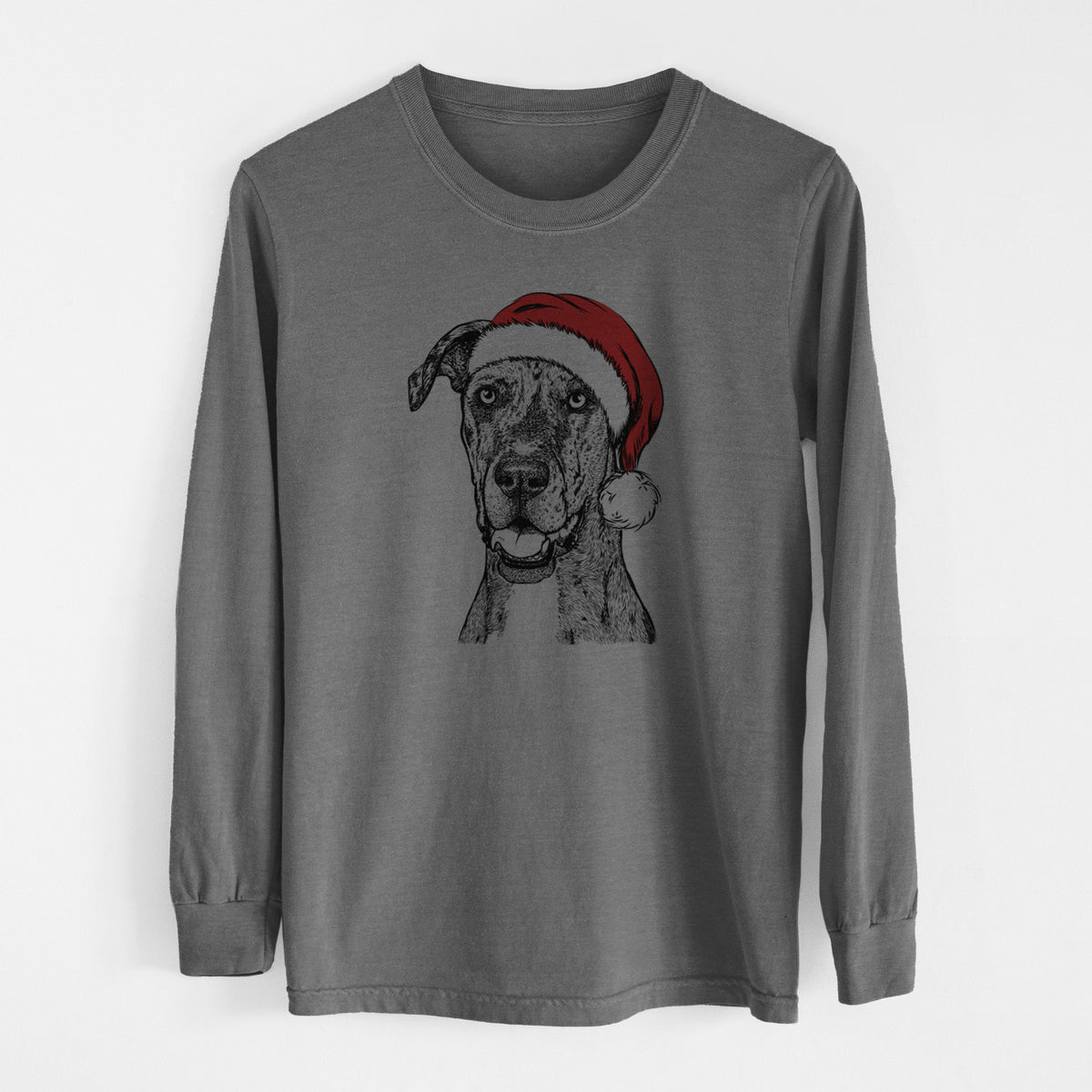 Santa Athena the Merle Great Dane - Men's Heavyweight 100% Cotton Long Sleeve