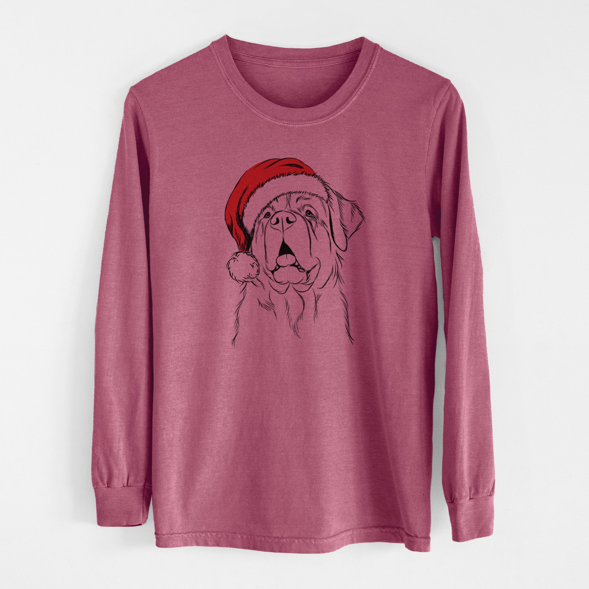 Santa Atlas the Saint Bernard - Men's Heavyweight 100% Cotton Long Sleeve