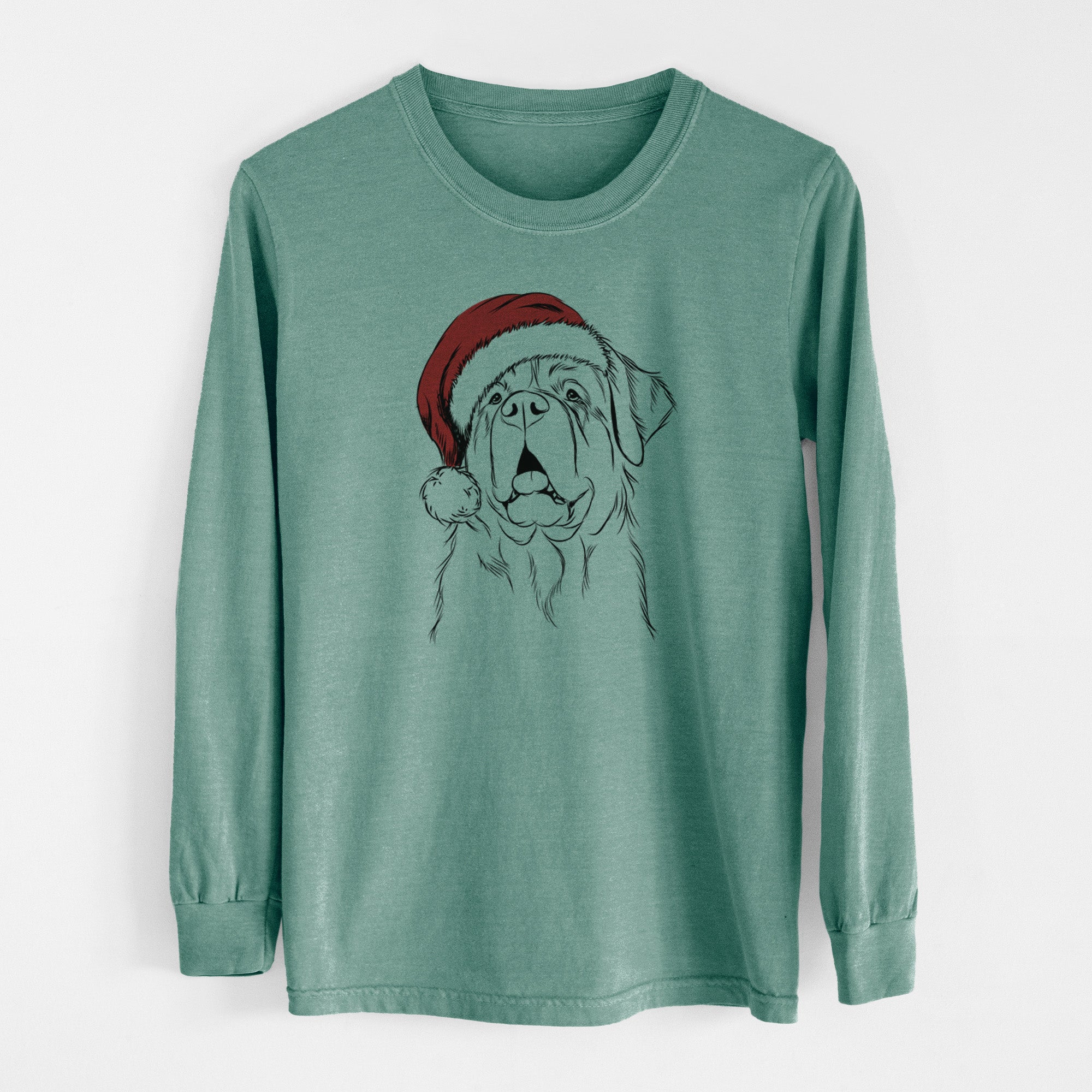 Santa Atlas the Saint Bernard - Men's Heavyweight 100% Cotton Long Sleeve