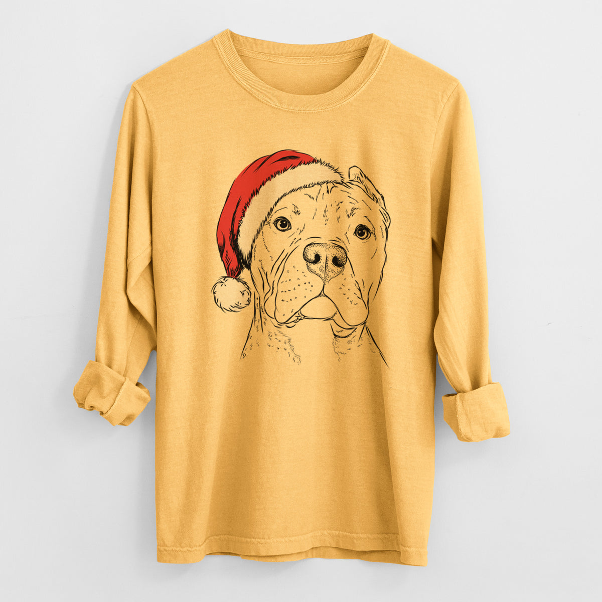Santa Bam Bam the Pitbull - Heavyweight 100% Cotton Long Sleeve
