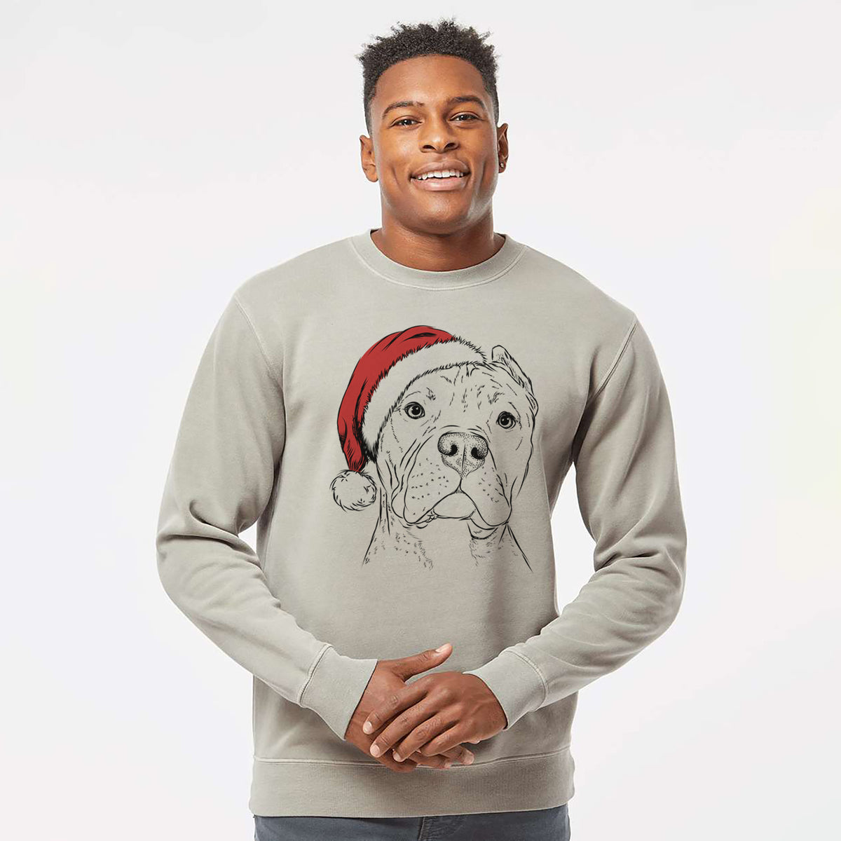 Santa Bam Bam the Pitbull - Unisex Pigment Dyed Crew Sweatshirt