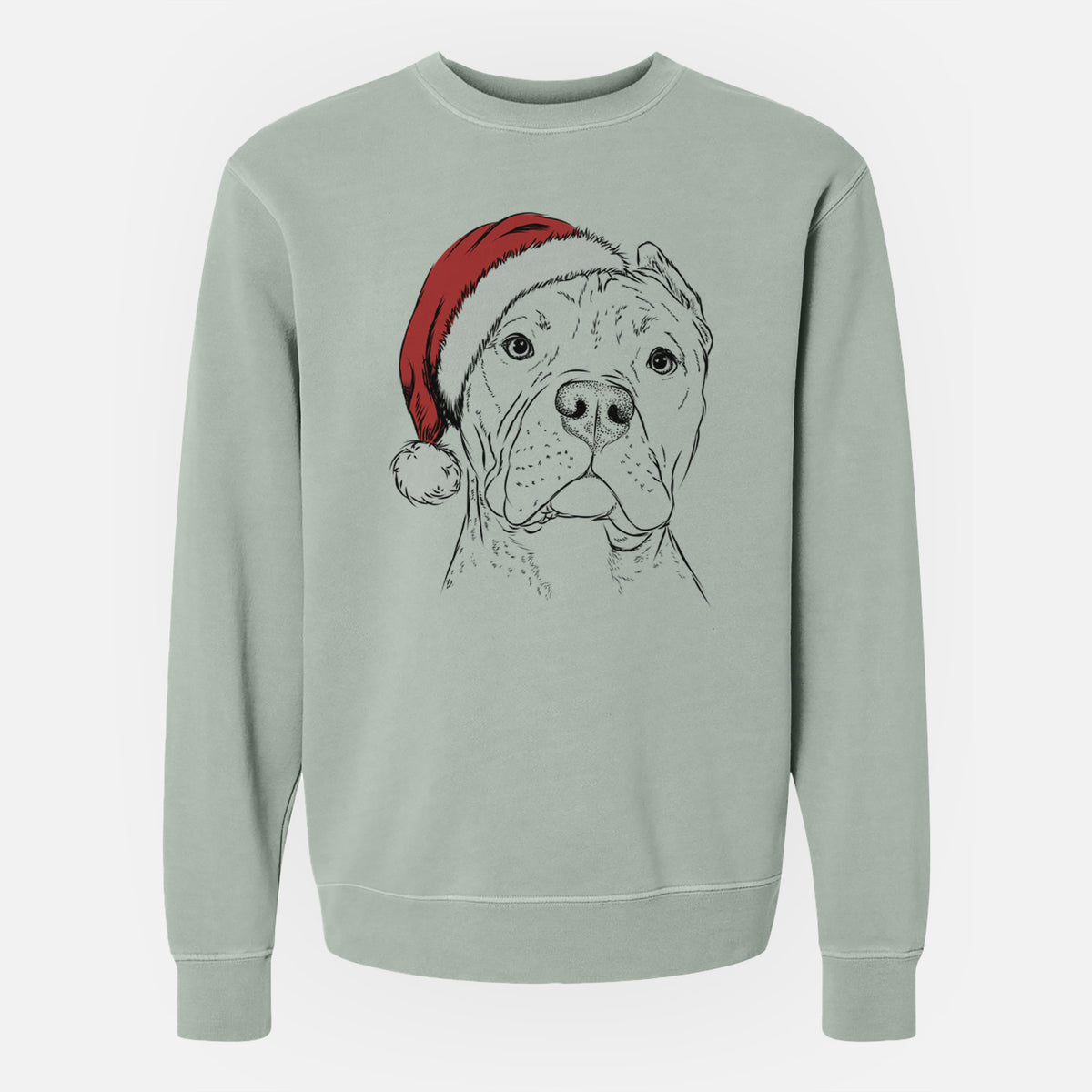 Santa Bam Bam the Pitbull - Unisex Pigment Dyed Crew Sweatshirt