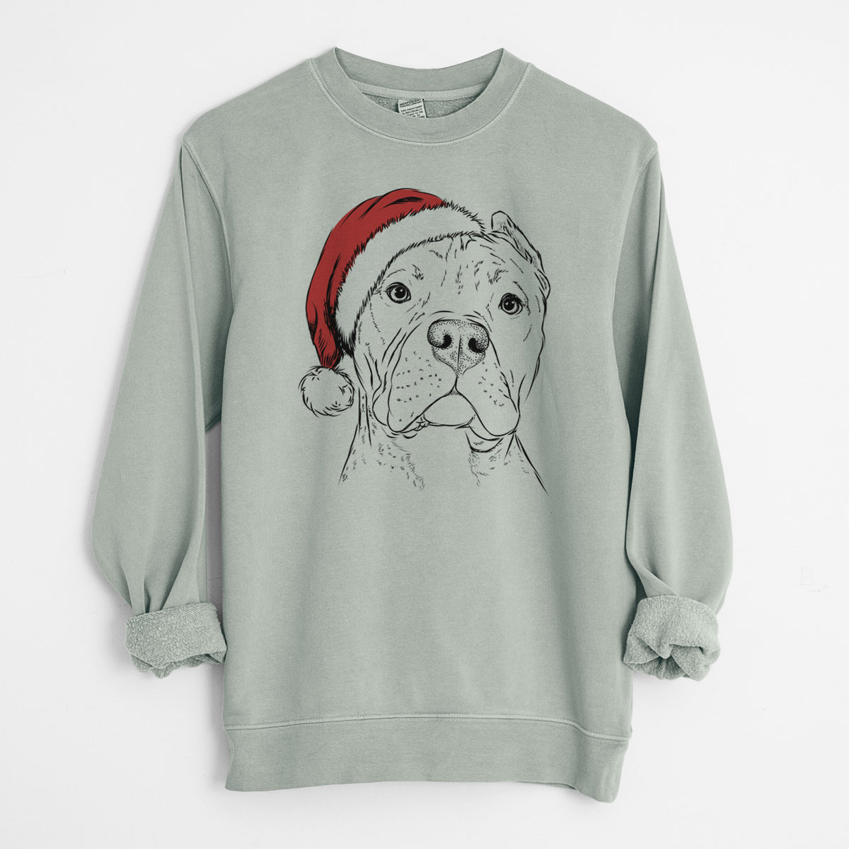 Santa Bam Bam the Pitbull - Unisex Pigment Dyed Crew Sweatshirt