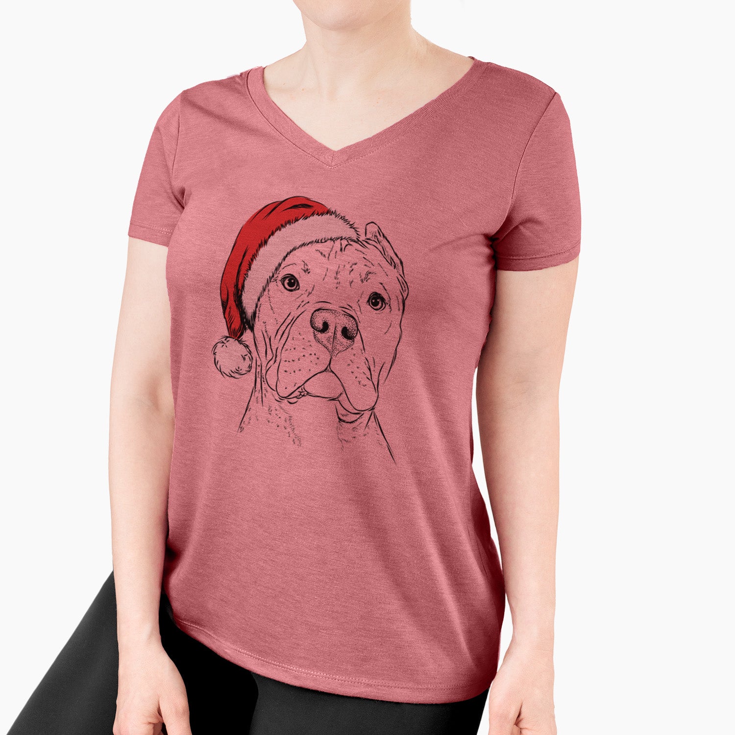 Santa Bam Bam the Pitbull - Women's Perfect V-neck Shirt