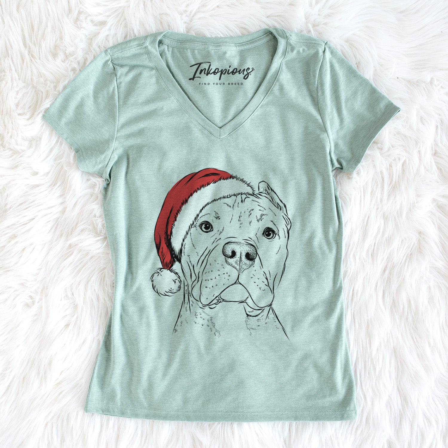 Santa Bam Bam the Pitbull - Women's Perfect V-neck Shirt