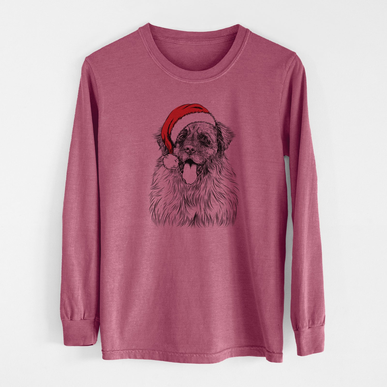 Santa Bamboo the Leonberger - Men's Heavyweight 100% Cotton Long Sleeve