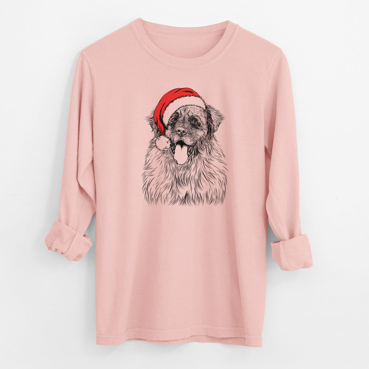 Santa Bamboo the Leonberger - Men's Heavyweight 100% Cotton Long Sleeve