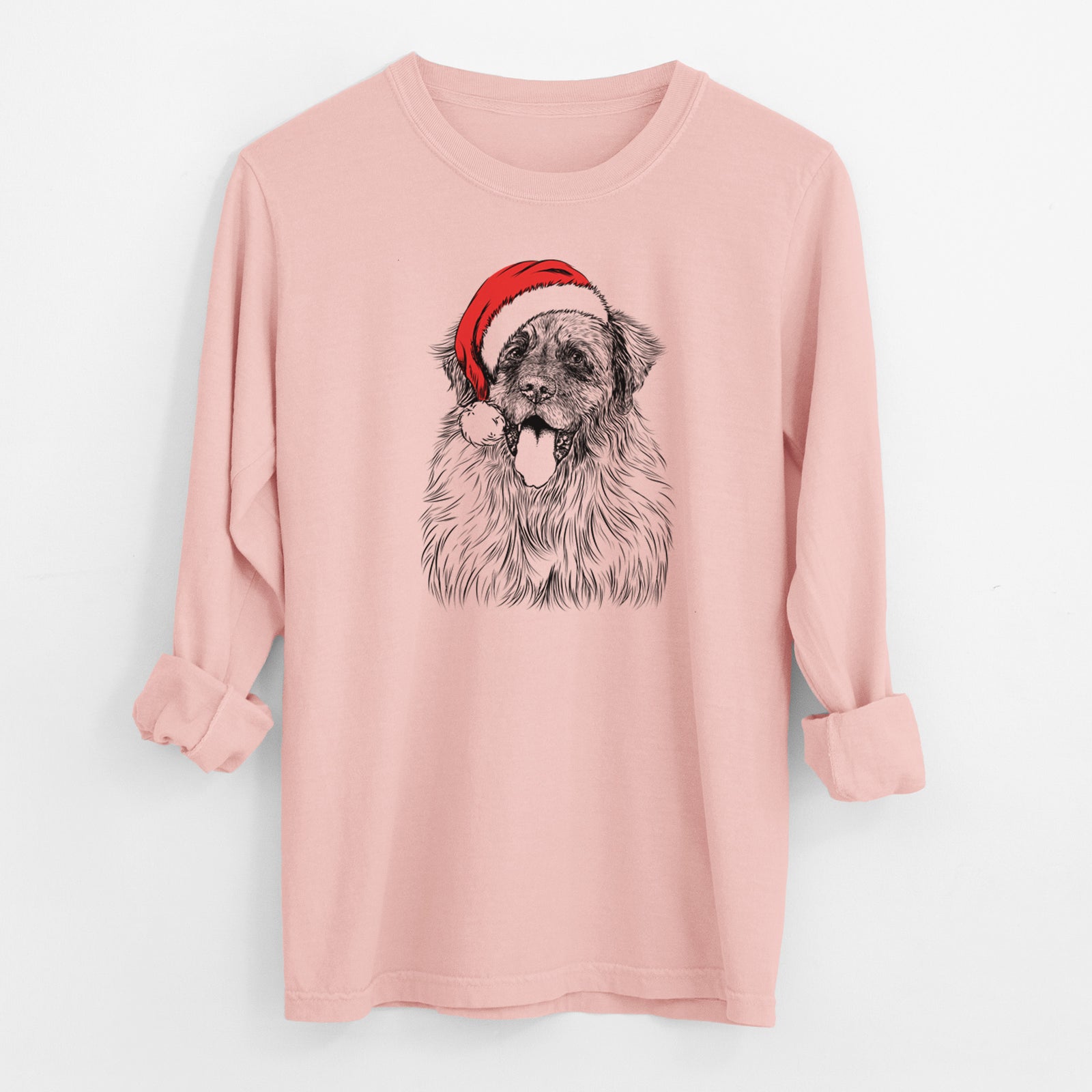 Santa Bamboo the Leonberger - Men's Heavyweight 100% Cotton Long Sleeve