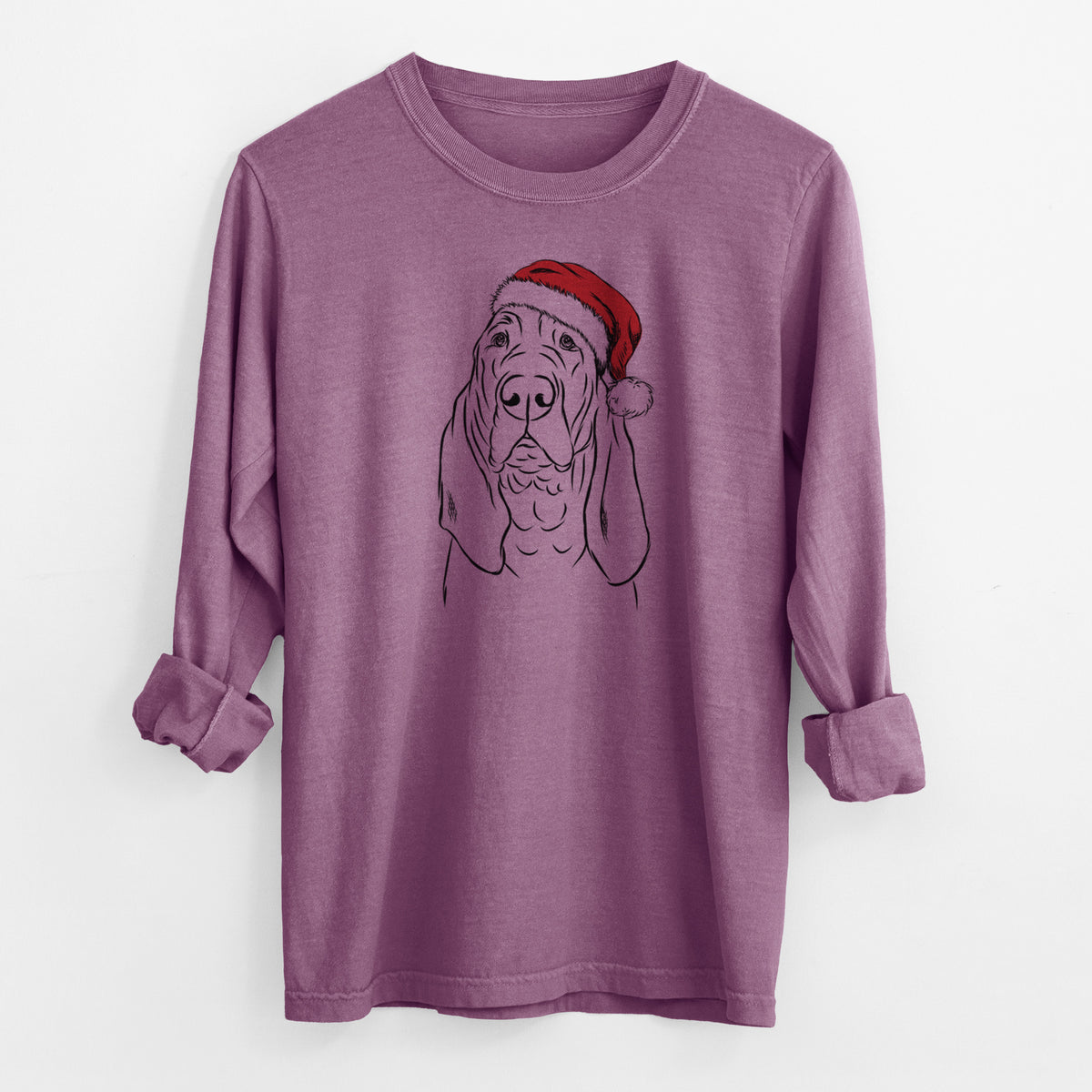 Santa Baron the Bloodhound - Men's Heavyweight 100% Cotton Long Sleeve
