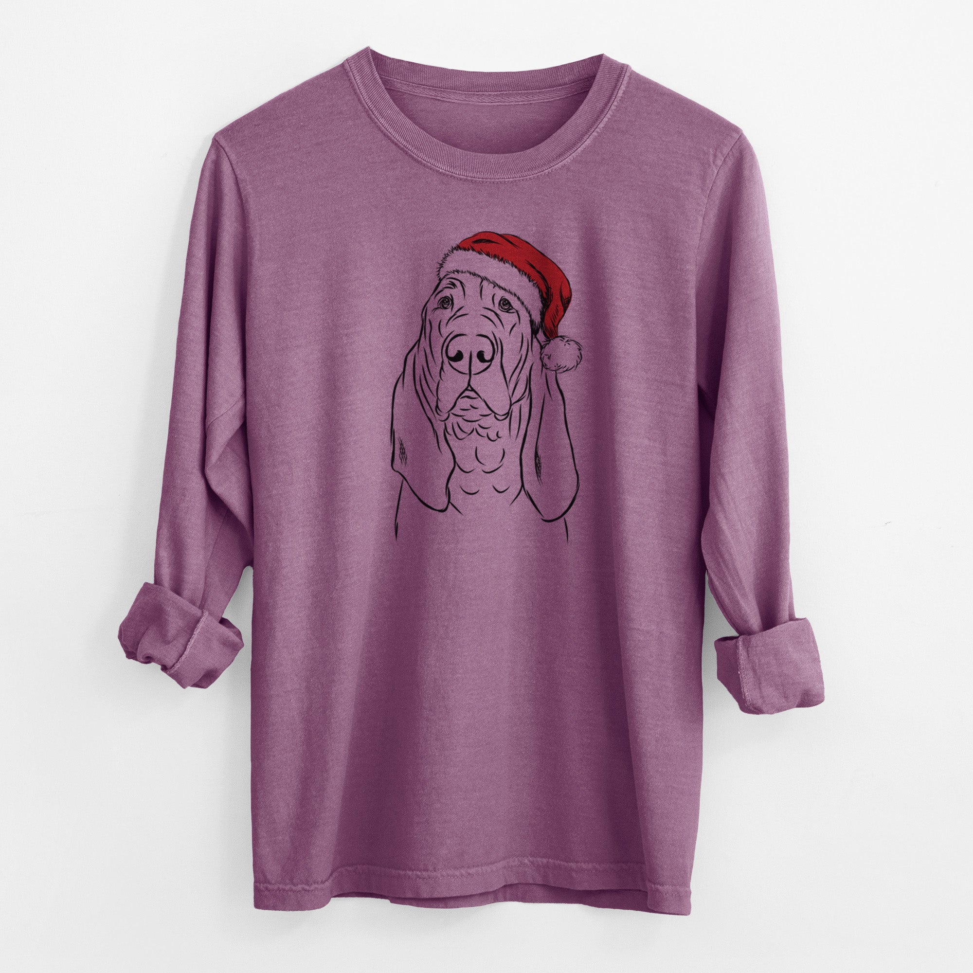 Santa Baron the Bloodhound - Men's Heavyweight 100% Cotton Long Sleeve