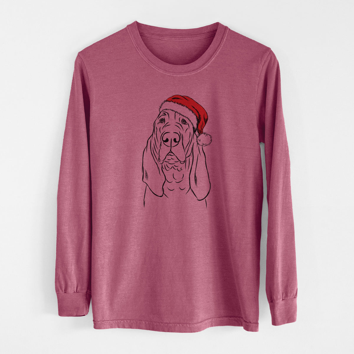 Santa Baron the Bloodhound - Men&#39;s Heavyweight 100% Cotton Long Sleeve