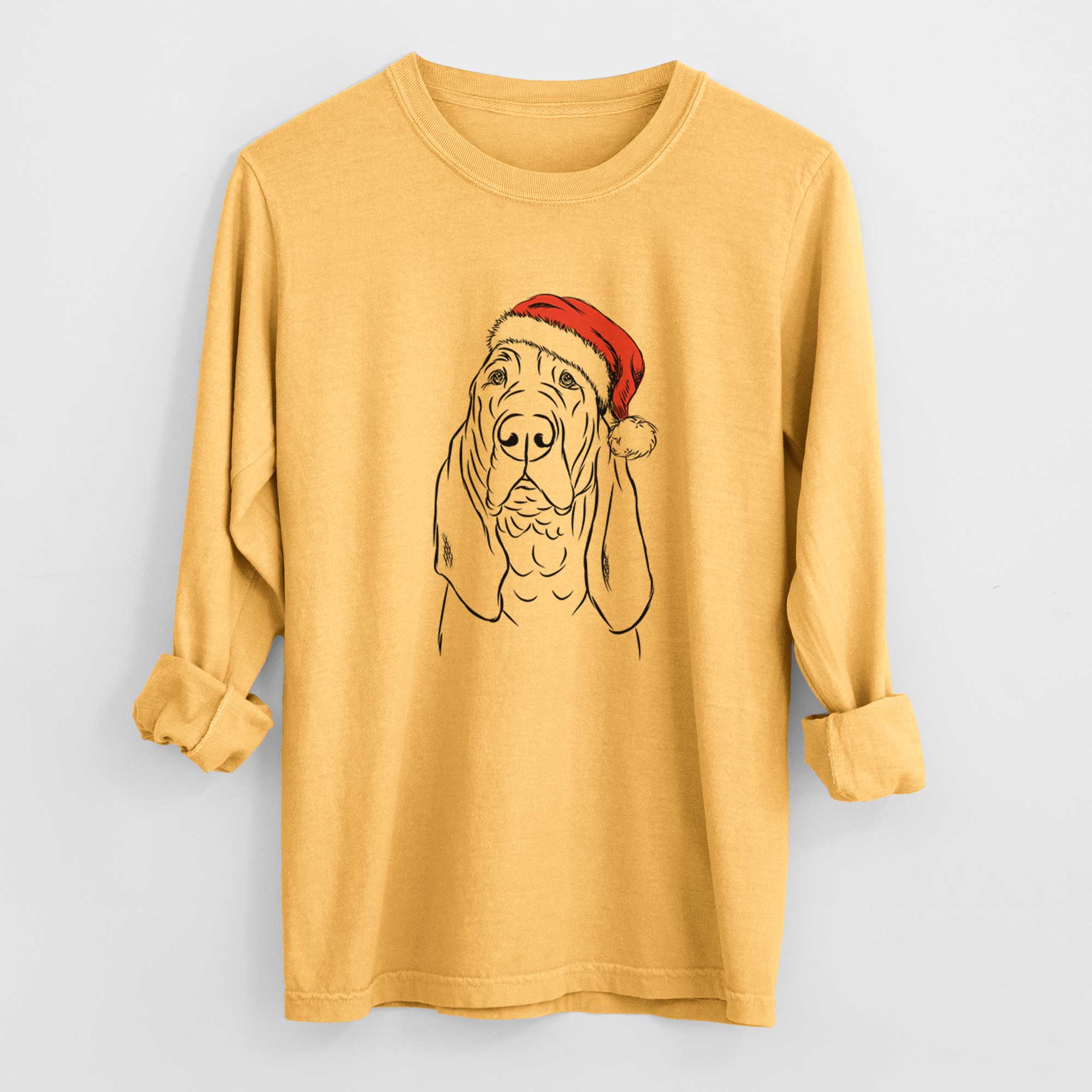 Santa Baron the Bloodhound - Men's Heavyweight 100% Cotton Long Sleeve