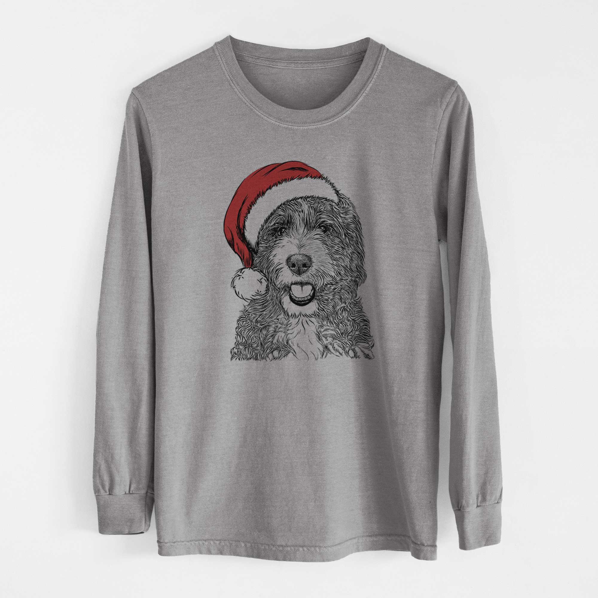 Santa Bash the Bernedoodle - Men's Heavyweight 100% Cotton Long Sleeve