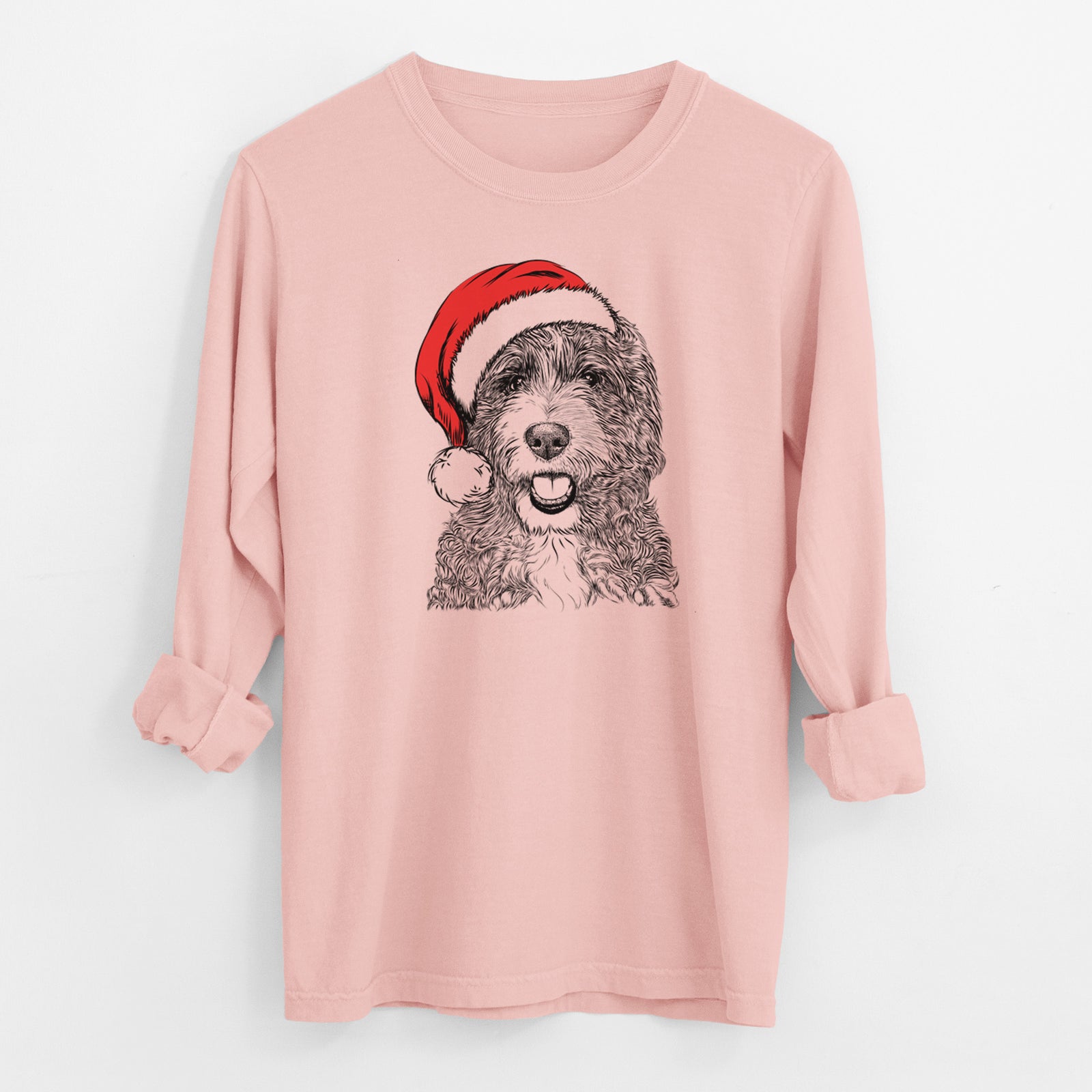 Santa Bash the Bernedoodle - Men's Heavyweight 100% Cotton Long Sleeve