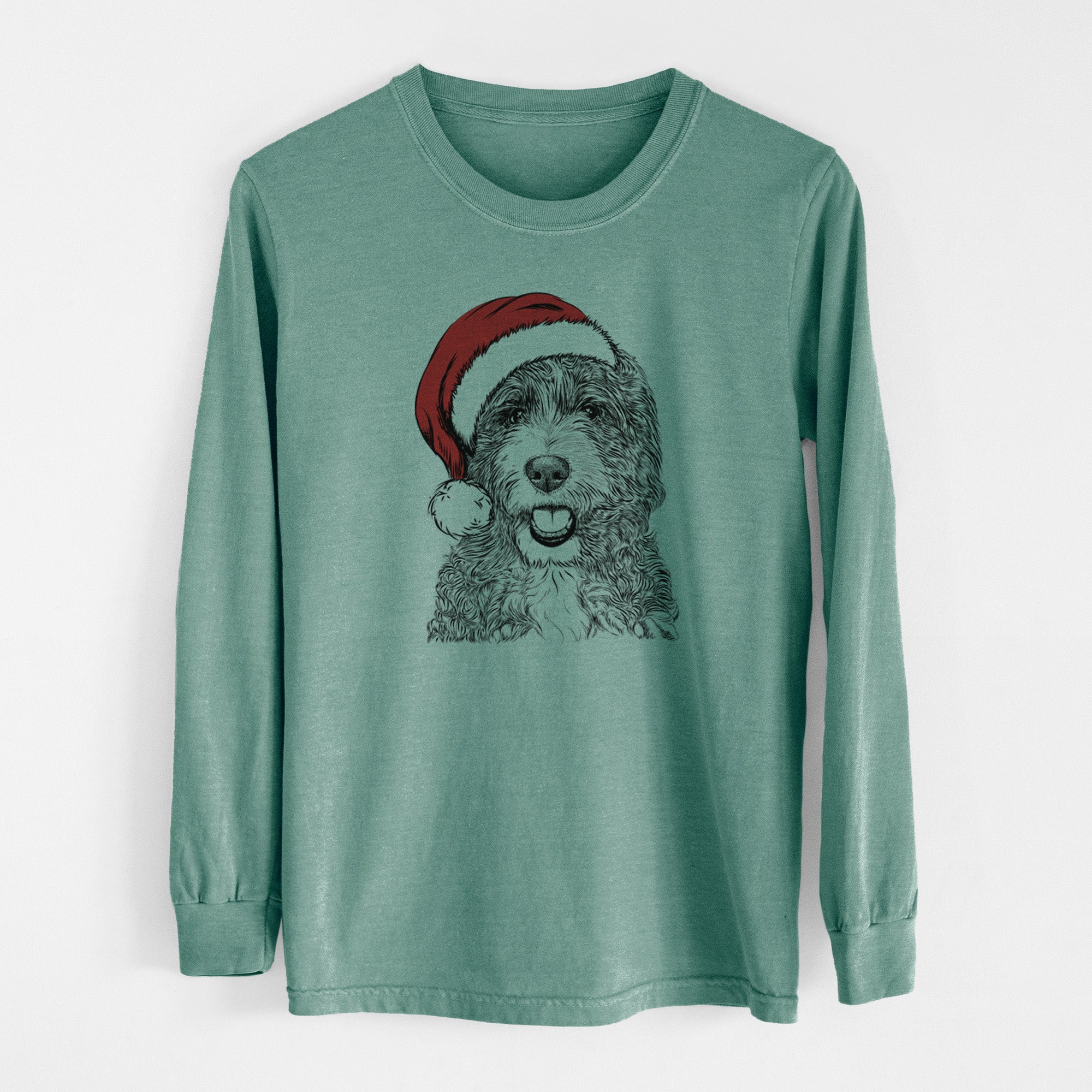 Santa Bash the Bernedoodle - Men's Heavyweight 100% Cotton Long Sleeve