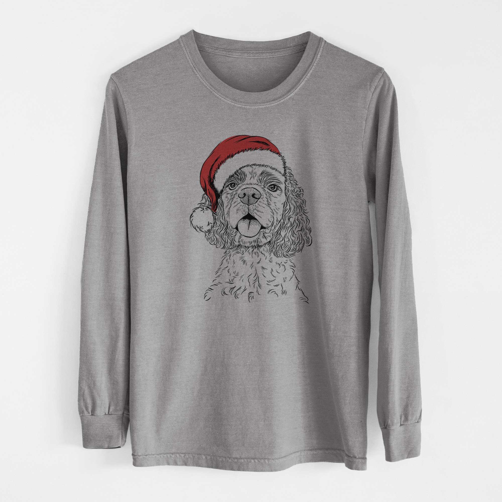 Santa Baxter the American Cocker Spaniel - Men's Heavyweight 100% Cotton Long Sleeve