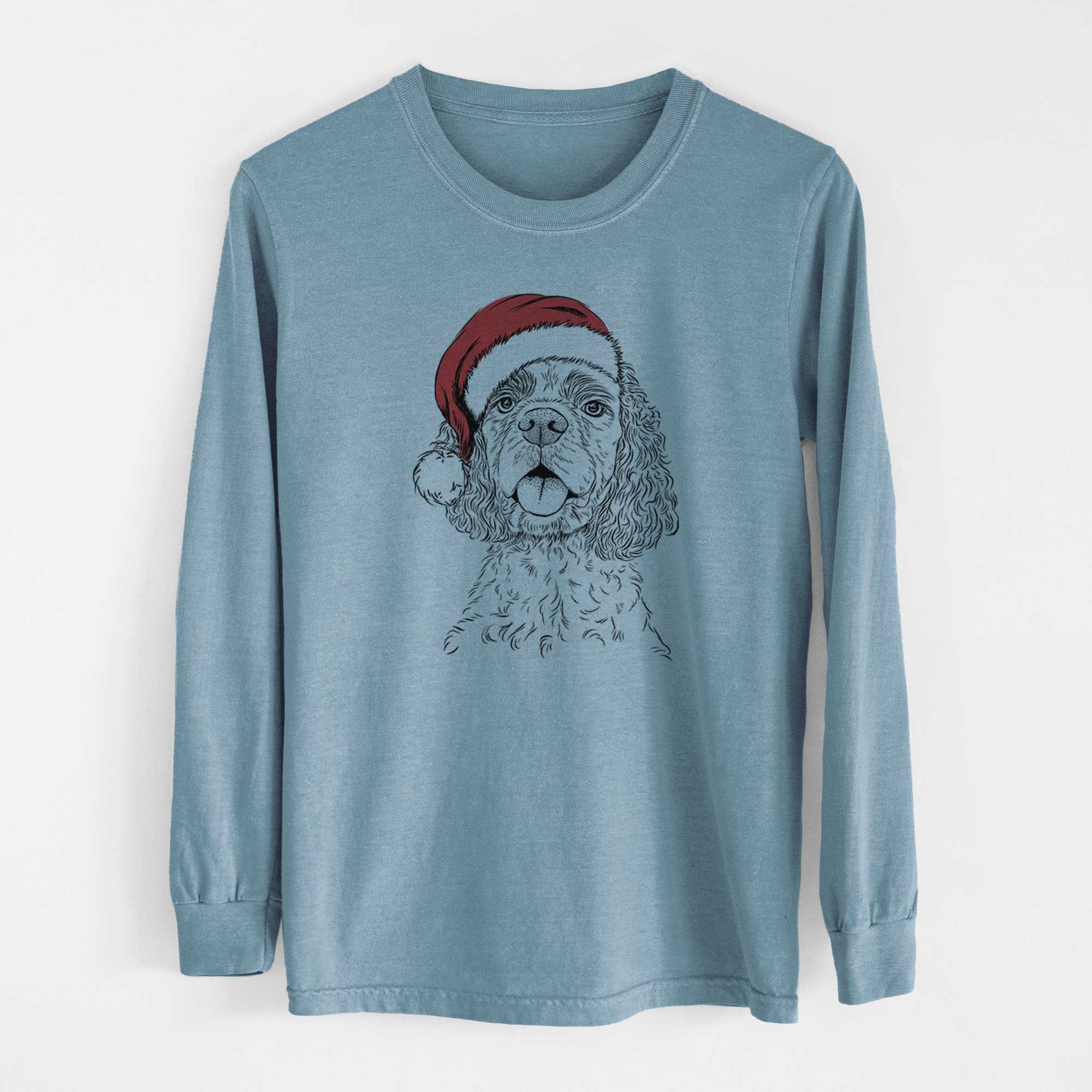 Santa Baxter the American Cocker Spaniel - Men's Heavyweight 100% Cotton Long Sleeve