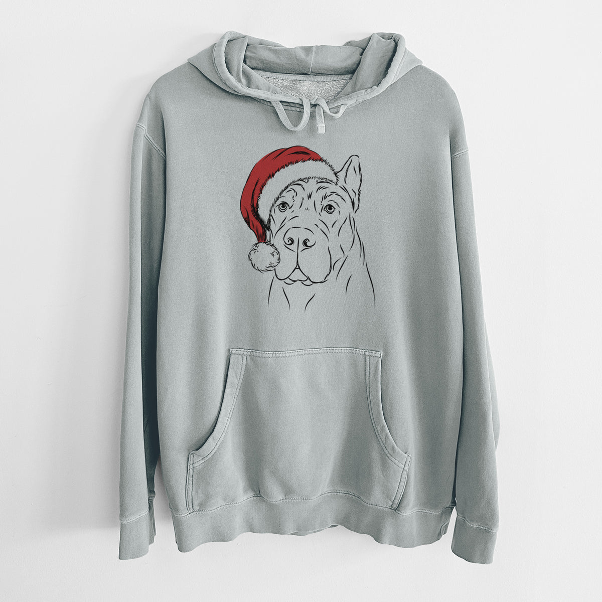 Santa Hat Bearson the Cane Corso - Unisex Pigment Dyed Hoodie