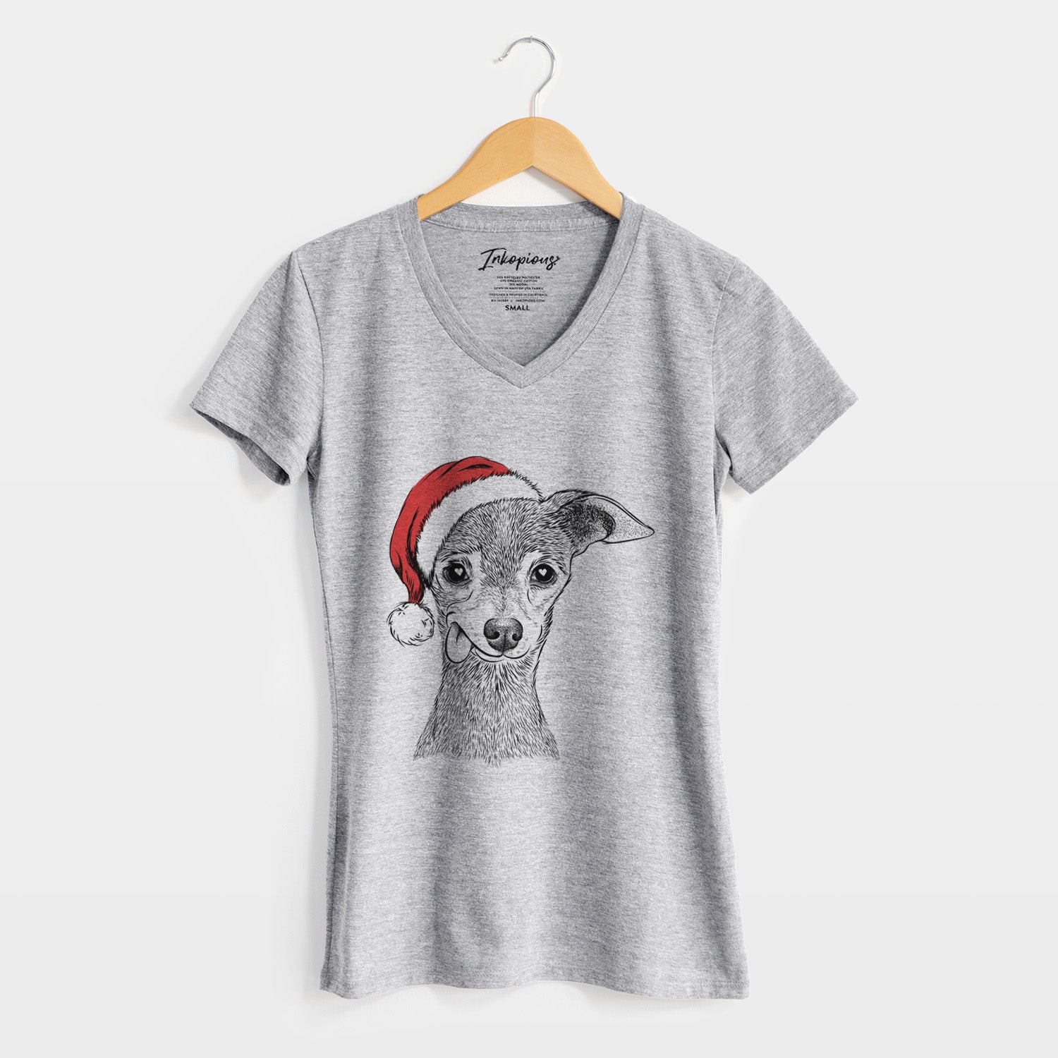 Santa Bebe the Chihuahua - Women's Perfect V-neck Shirt
