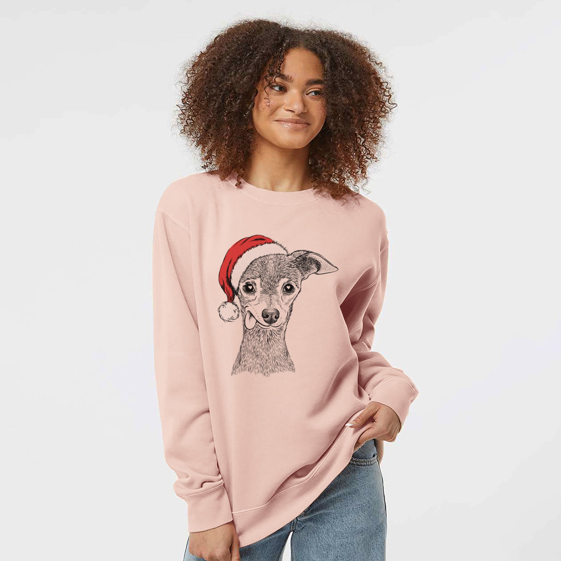 Santa Bebe the Chihuahua - Unisex Pigment Dyed Crew Sweatshirt