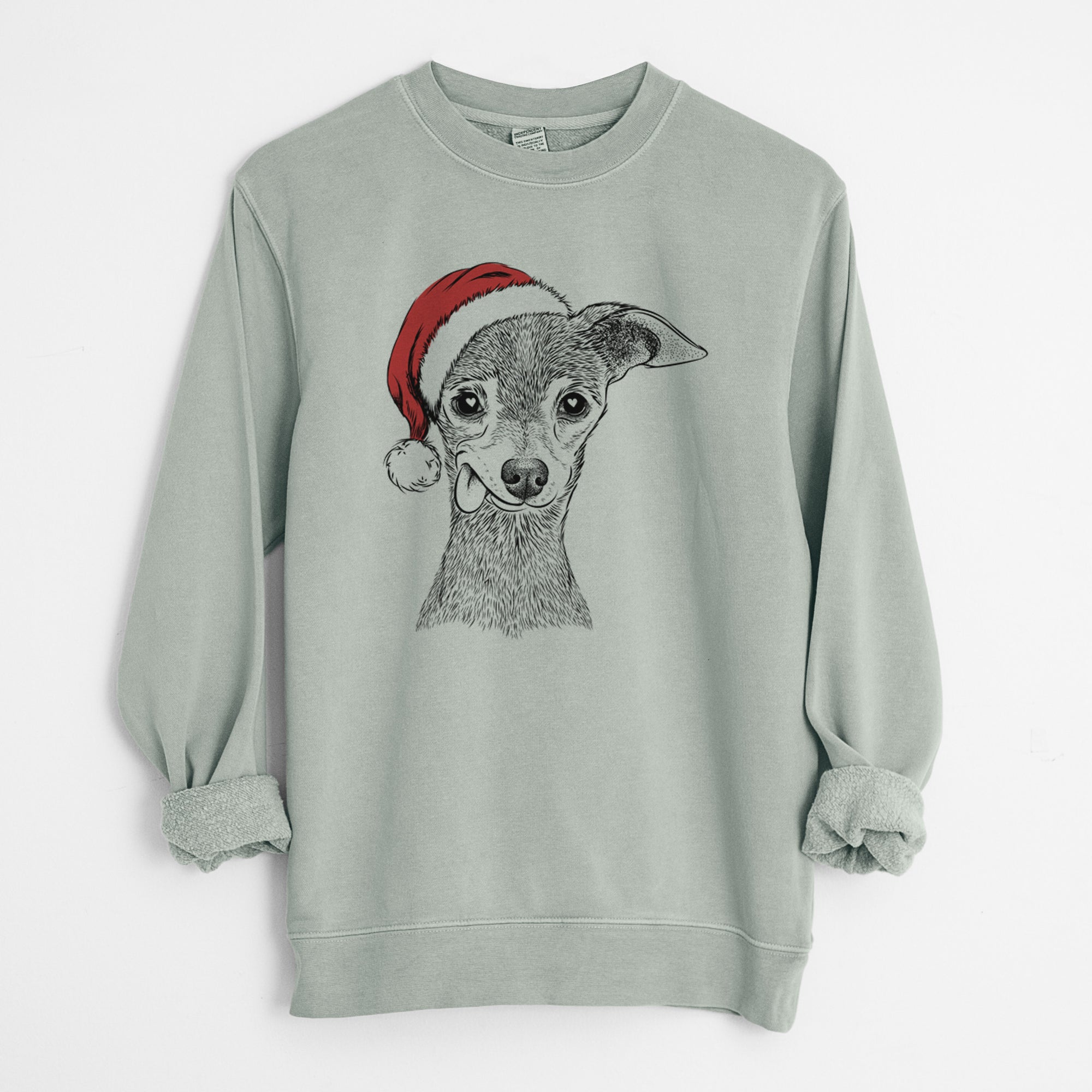 Santa Bebe the Chihuahua - Unisex Pigment Dyed Crew Sweatshirt