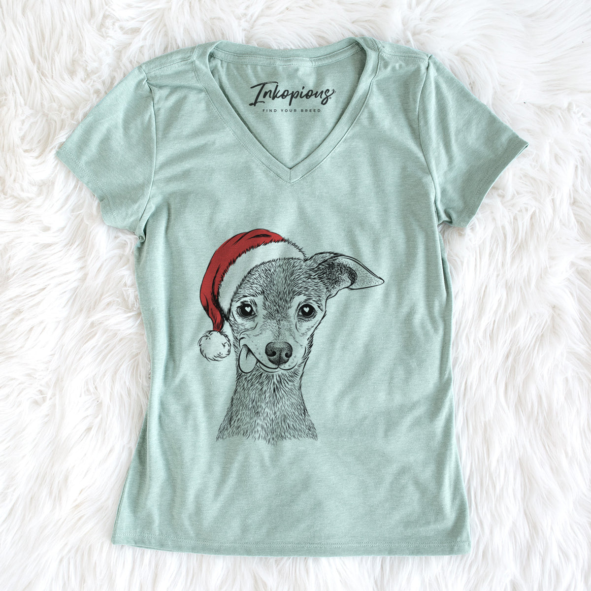 Santa Bebe the Chihuahua - Women's Perfect V-neck Shirt