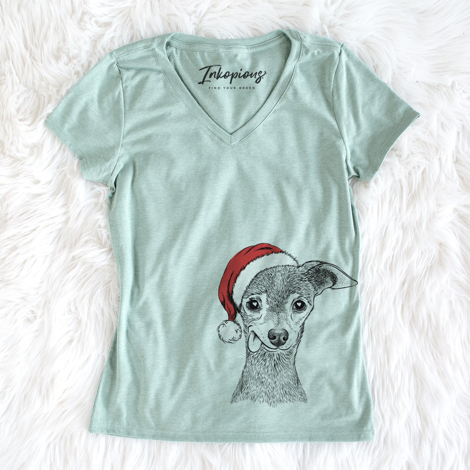 Santa Bebe the Chihuahua - Women's Perfect V-neck Shirt