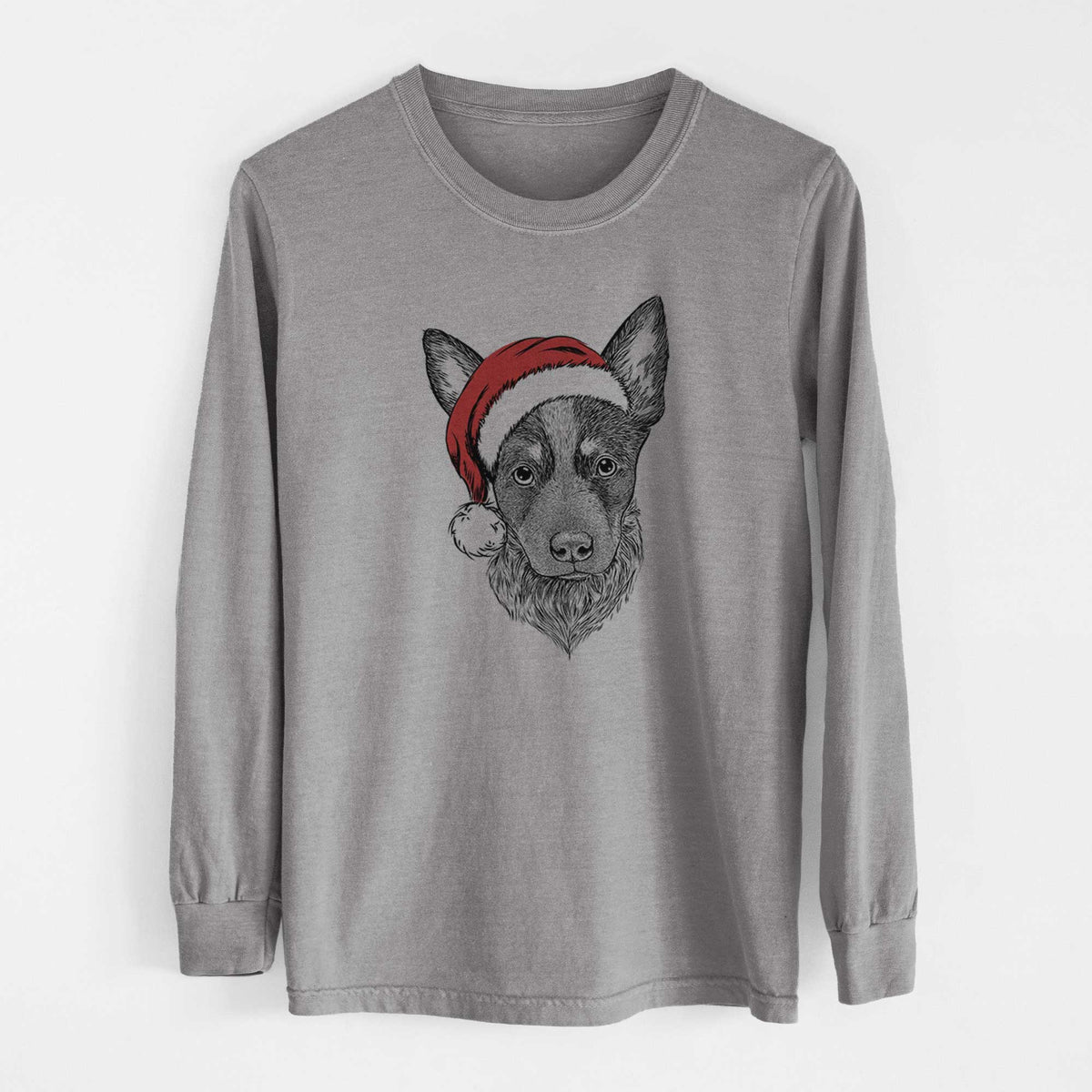 Santa Bella the Blue Heeler Puppy - Men's Heavyweight 100% Cotton Long Sleeve