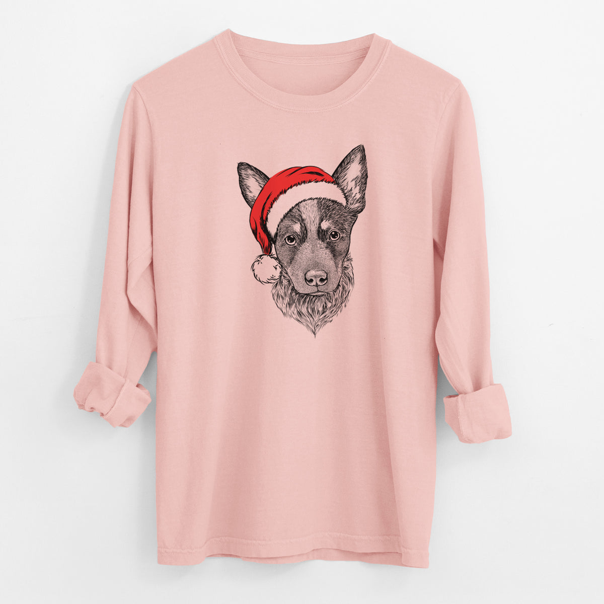 Santa Bella the Blue Heeler Puppy - Men's Heavyweight 100% Cotton Long Sleeve