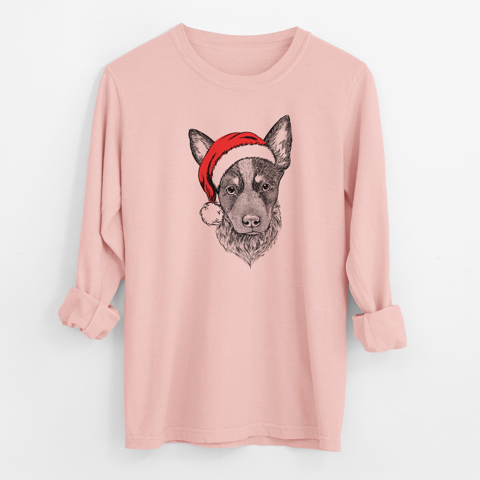 Santa Bella the Blue Heeler Puppy - Men's Heavyweight 100% Cotton Long Sleeve