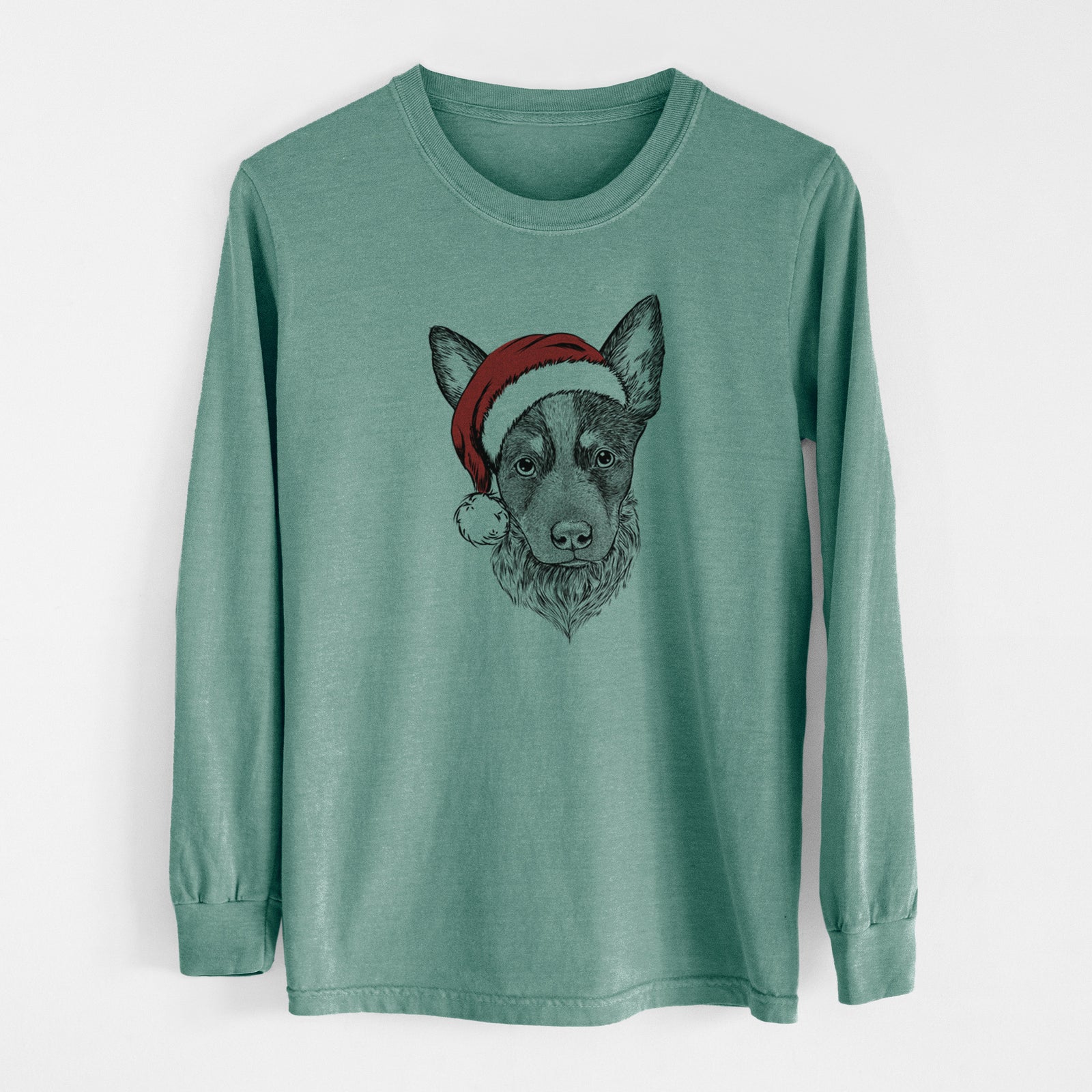 Santa Bella the Blue Heeler Puppy - Men's Heavyweight 100% Cotton Long Sleeve