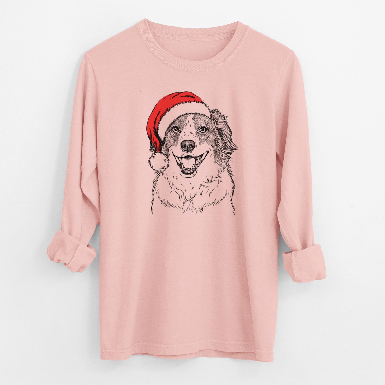 Santa Belle the Australian Shepherd Mix - Men's Heavyweight 100% Cotton Long Sleeve