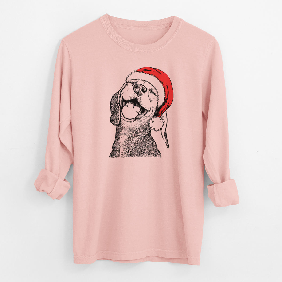 Santa Belle the Hound Mix - Men's Heavyweight 100% Cotton Long Sleeve