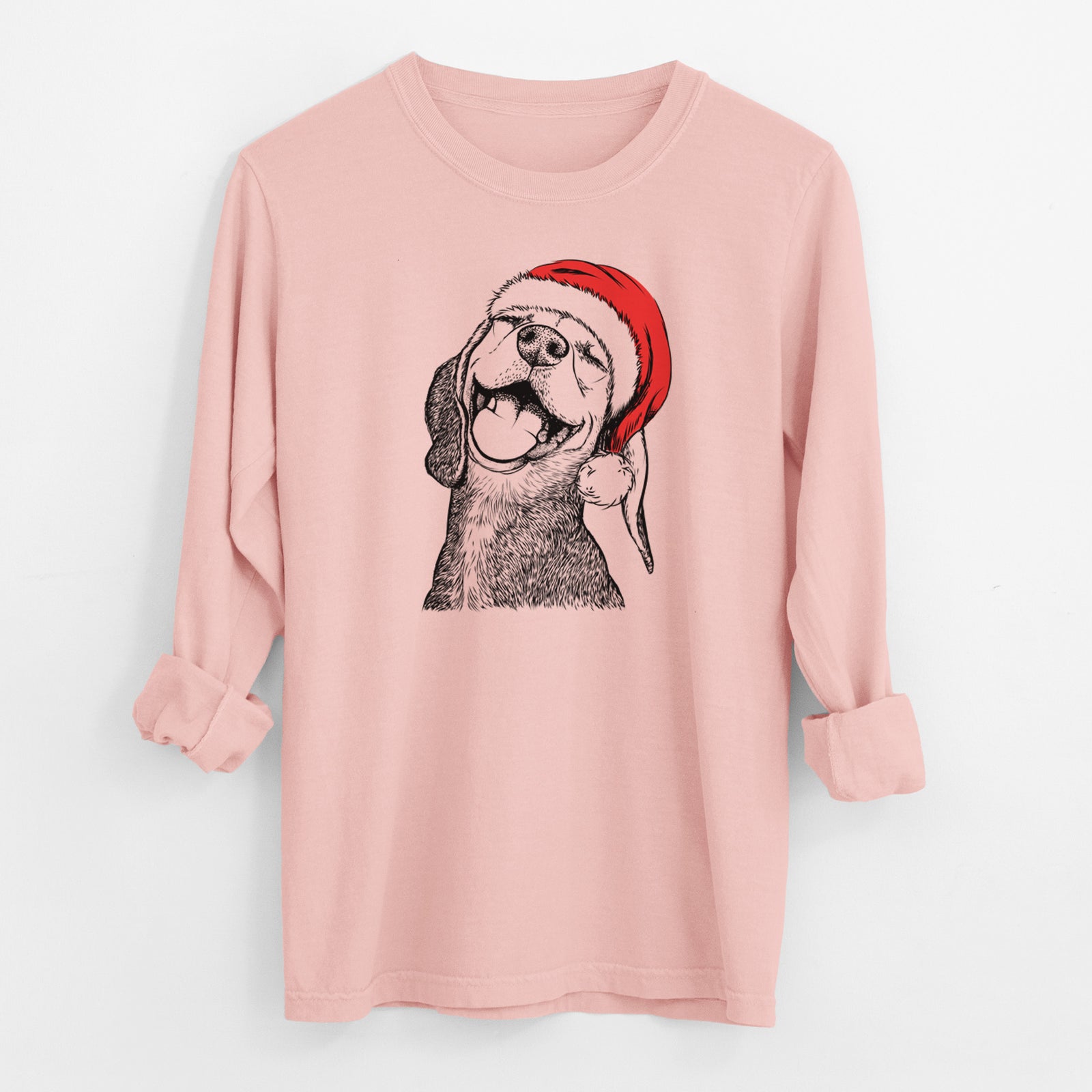 Santa Belle the Hound Mix - Men's Heavyweight 100% Cotton Long Sleeve