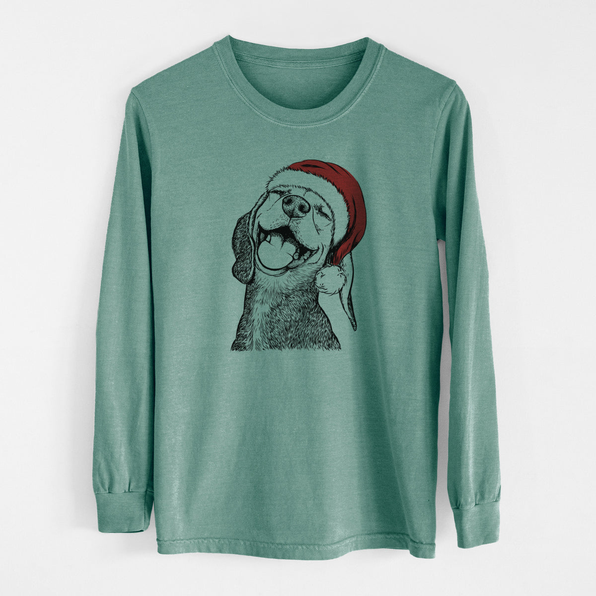 Santa Belle the Hound Mix - Men's Heavyweight 100% Cotton Long Sleeve