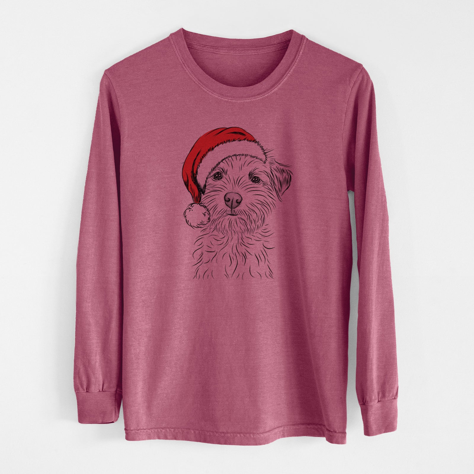 Santa Benjamin the Border Terrier - Men's Heavyweight 100% Cotton Long Sleeve