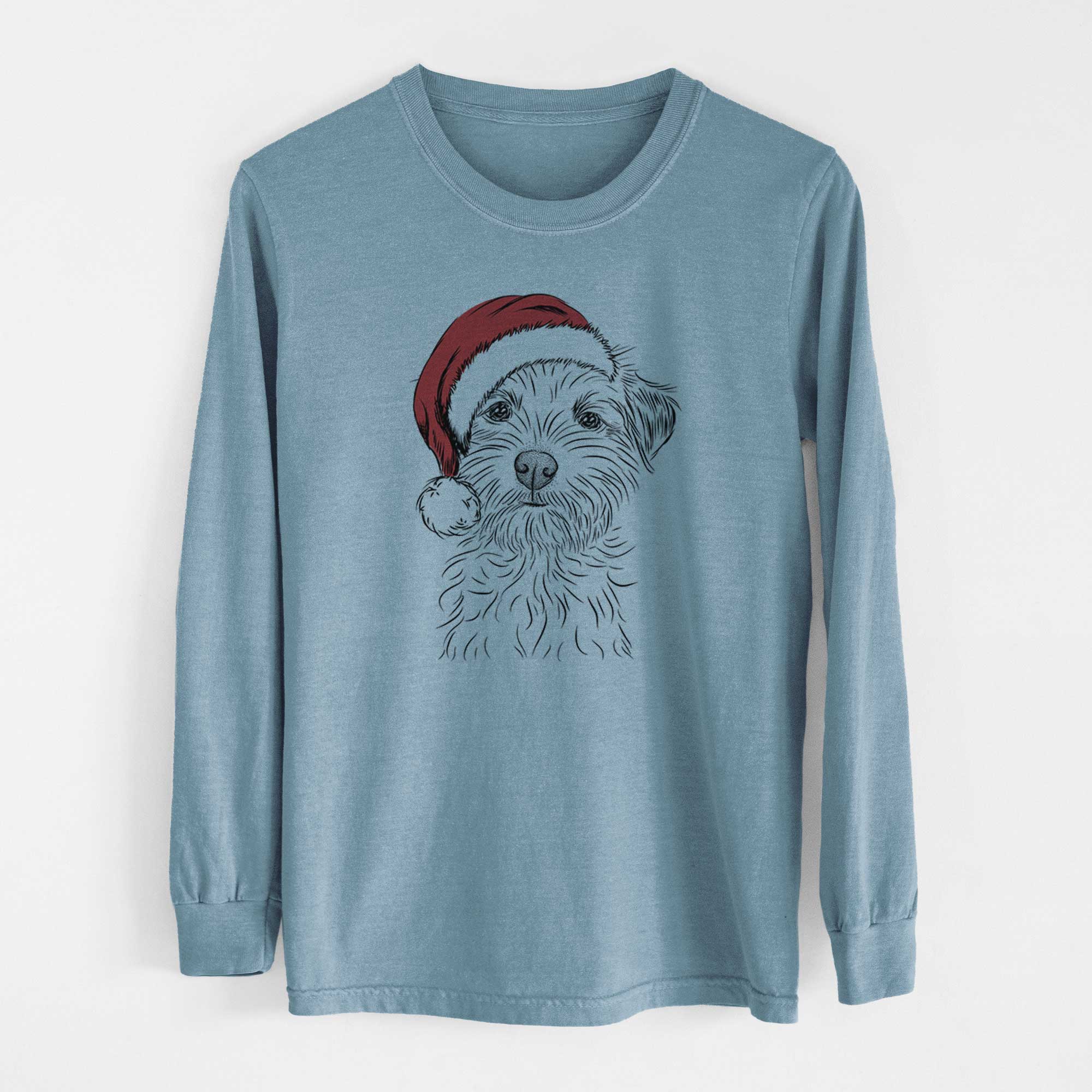 Santa Benjamin the Border Terrier - Men's Heavyweight 100% Cotton Long Sleeve