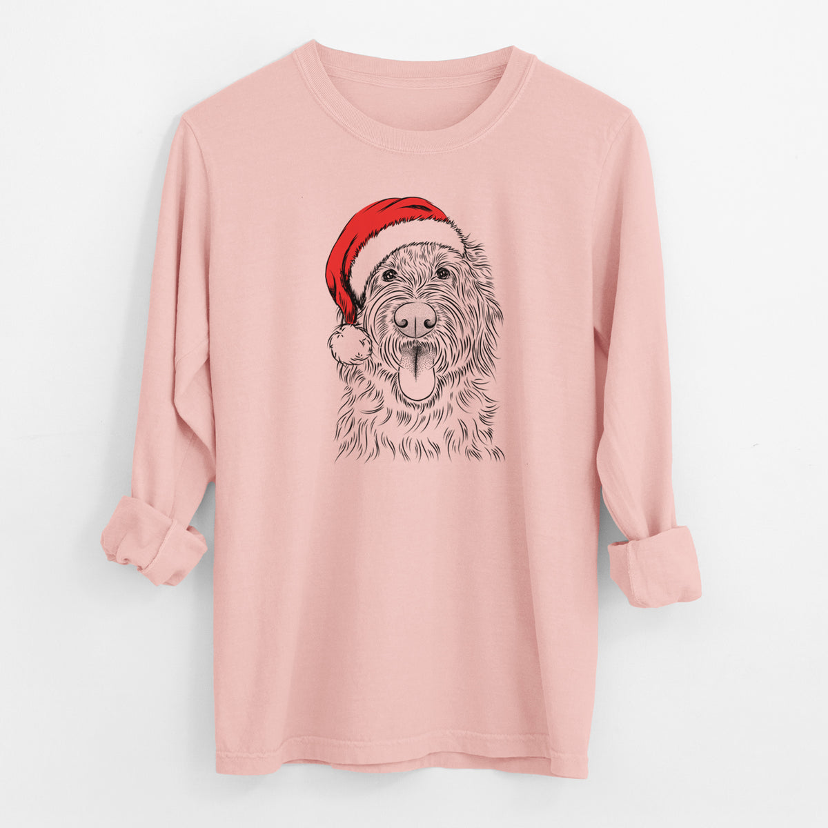 Santa Bennett the Doodle - Men's Heavyweight 100% Cotton Long Sleeve