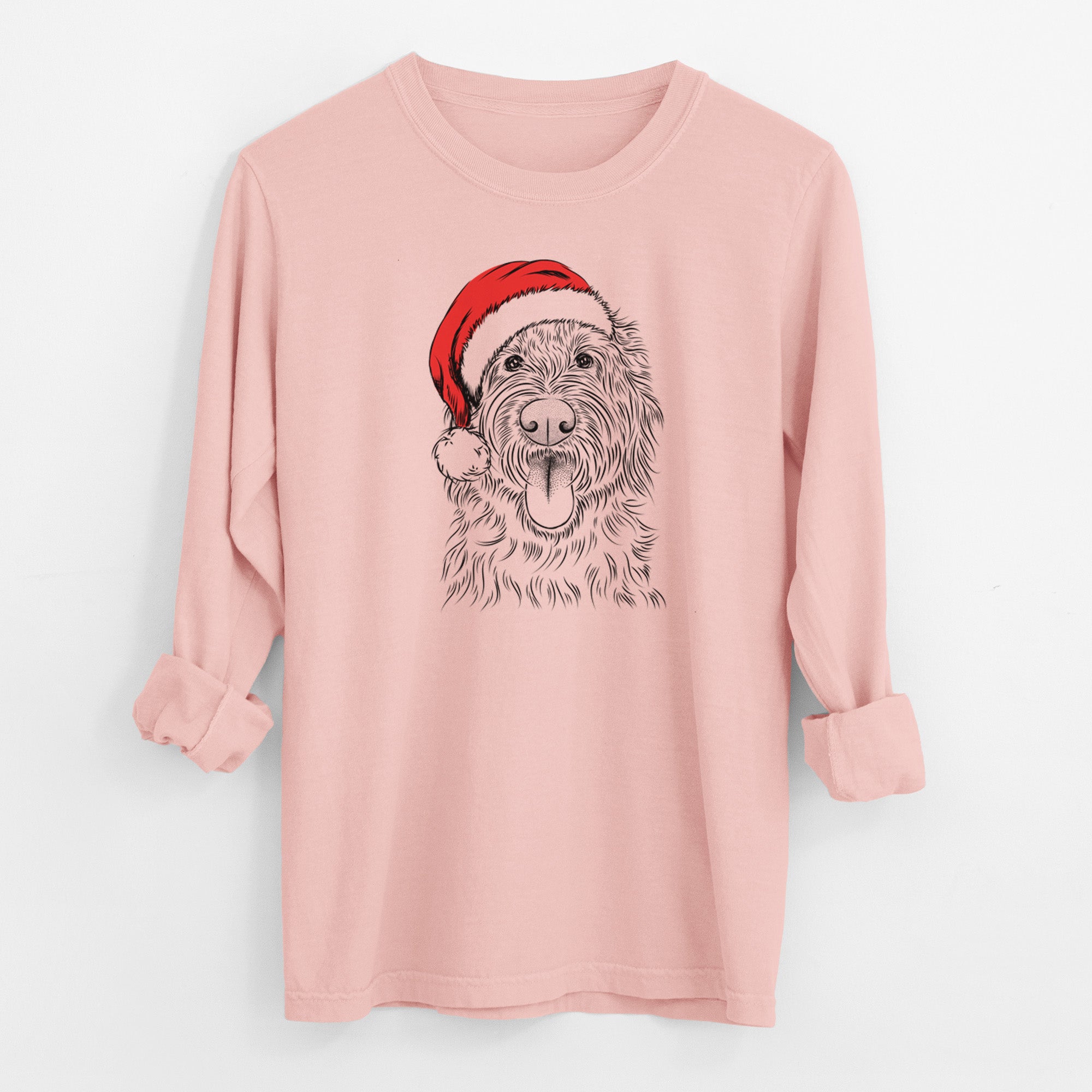 Santa Bennett the Doodle - Men's Heavyweight 100% Cotton Long Sleeve