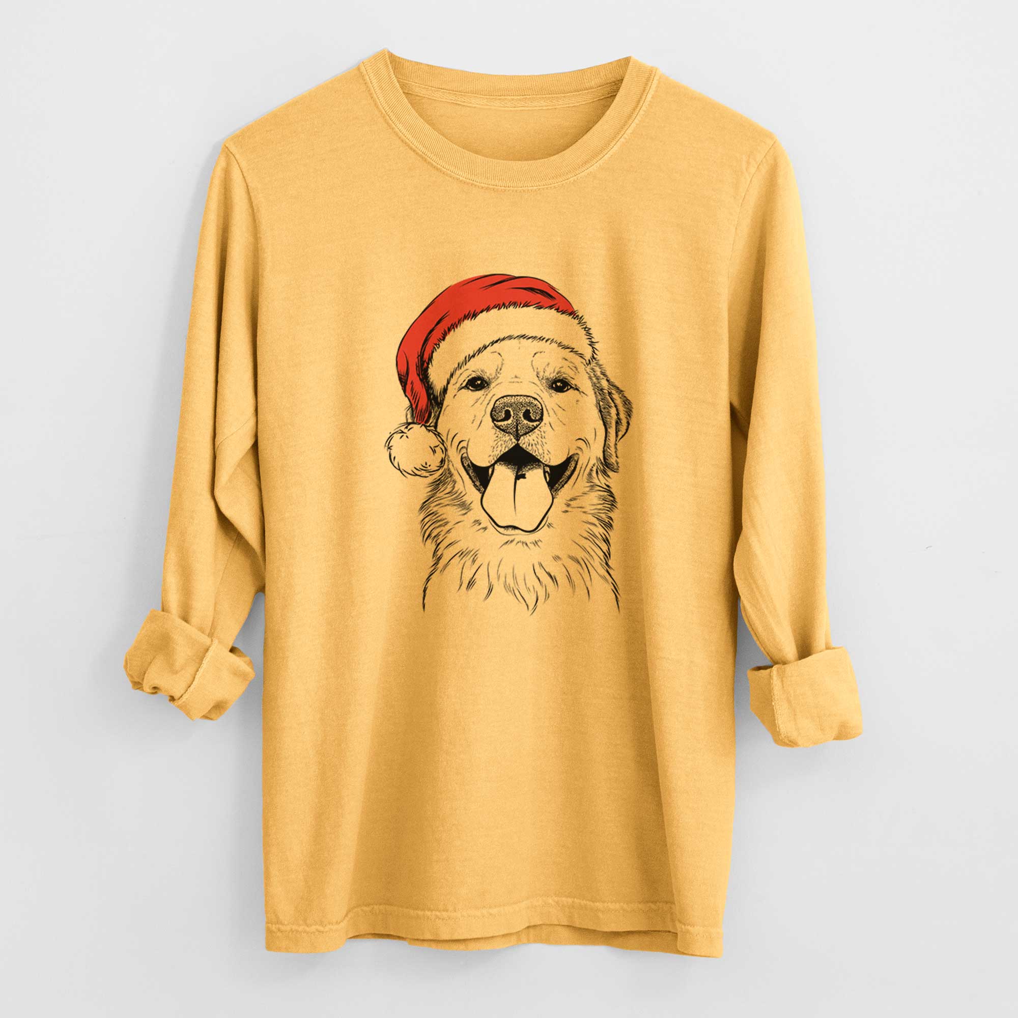 Santa Bennett the Golden Retriever - Men's Heavyweight 100% Cotton Long Sleeve